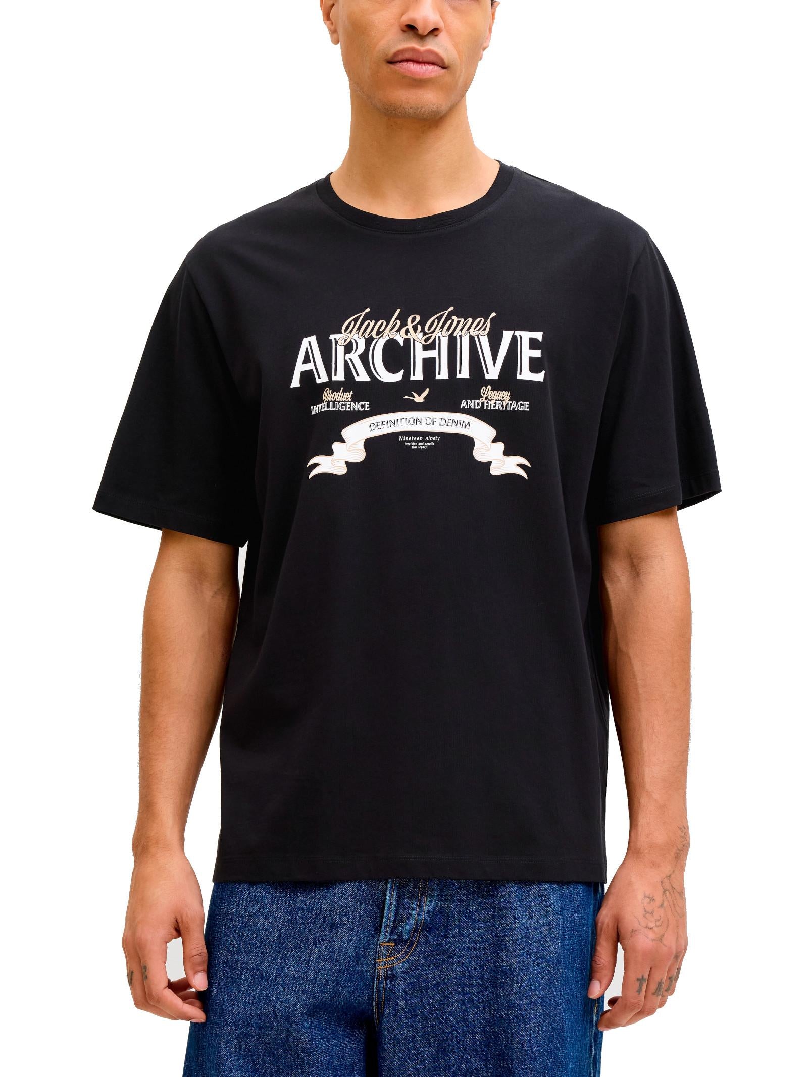 T-shirt Jack & Jones Archieve Nero con stampa 12290417 /Black JACK & JONES 
