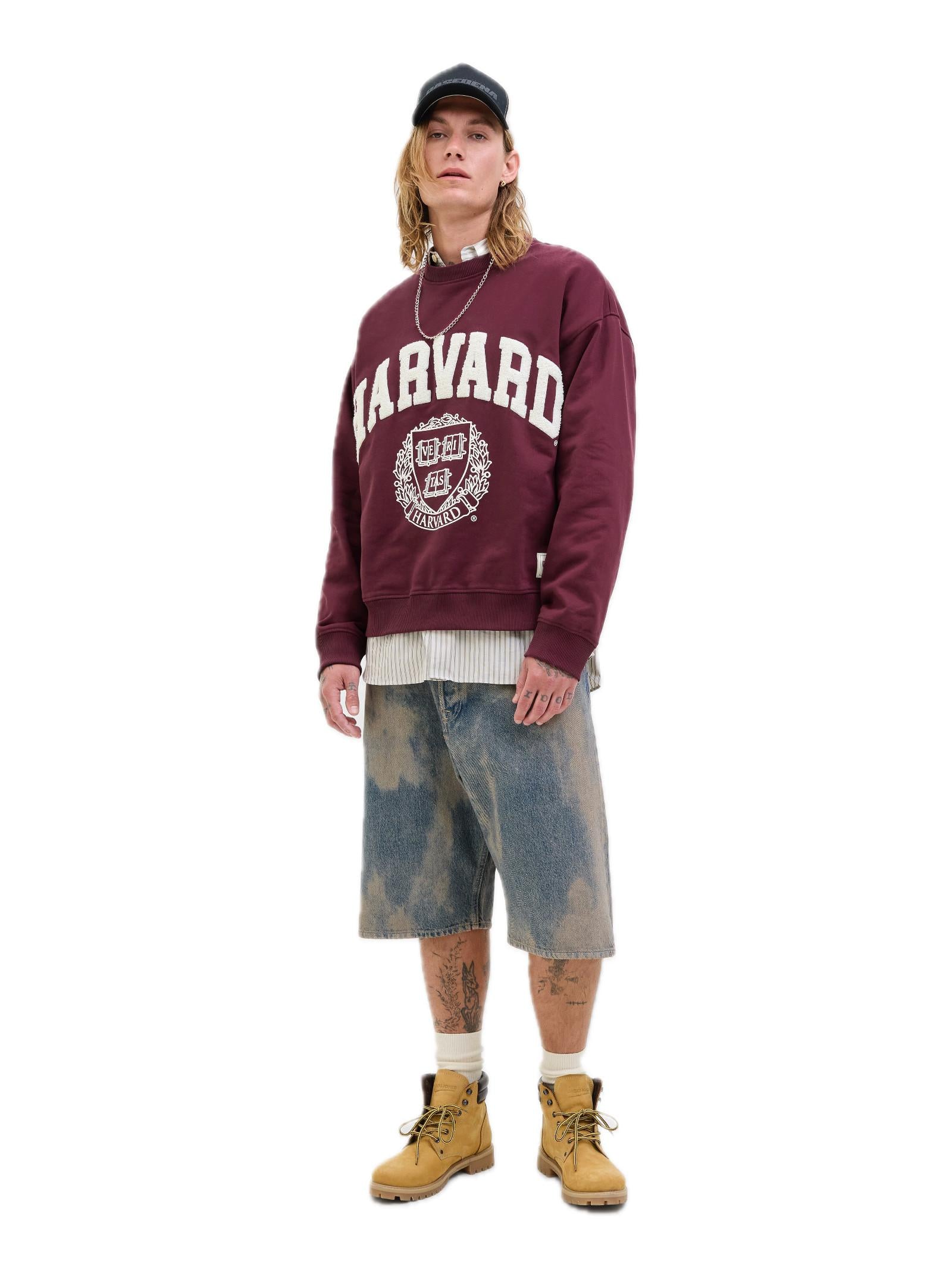 Felpa Jack & Jones Harvard Bordeaux ricamo 12290579 /Maroon Banner JACK & JONES 