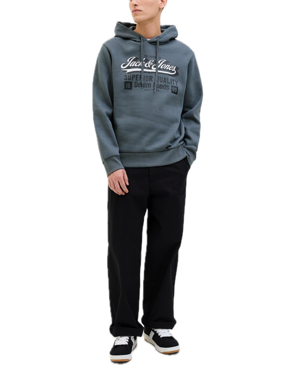 Felpa Jack & Jones Logo Petrolio con cappuccio 12279649 /Stormy Weather JACK & JONES 