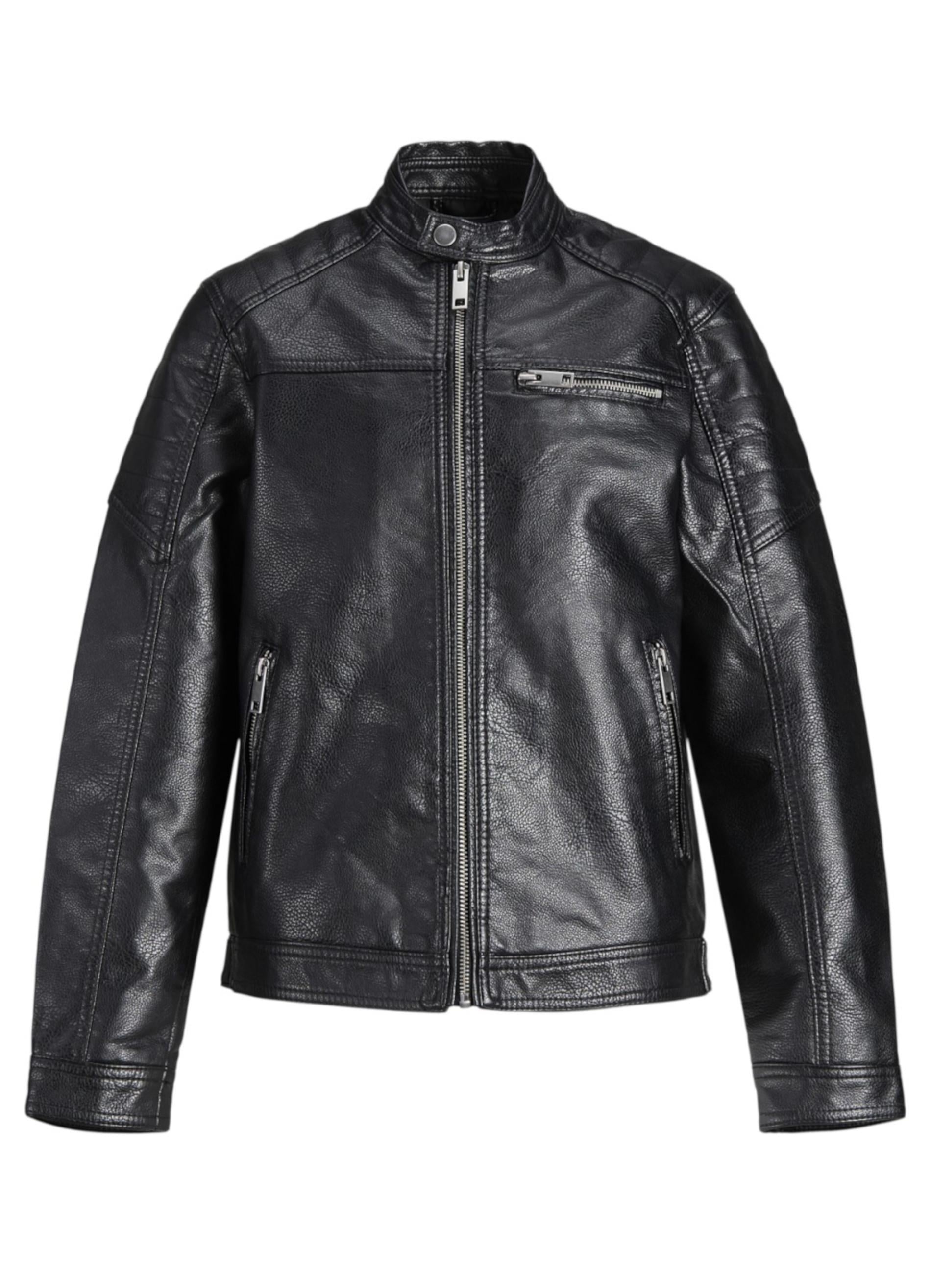 Giubbotto Jack & Jones Nero in ecopelle 12173956 /Black JACK & JONES JUNIOR 