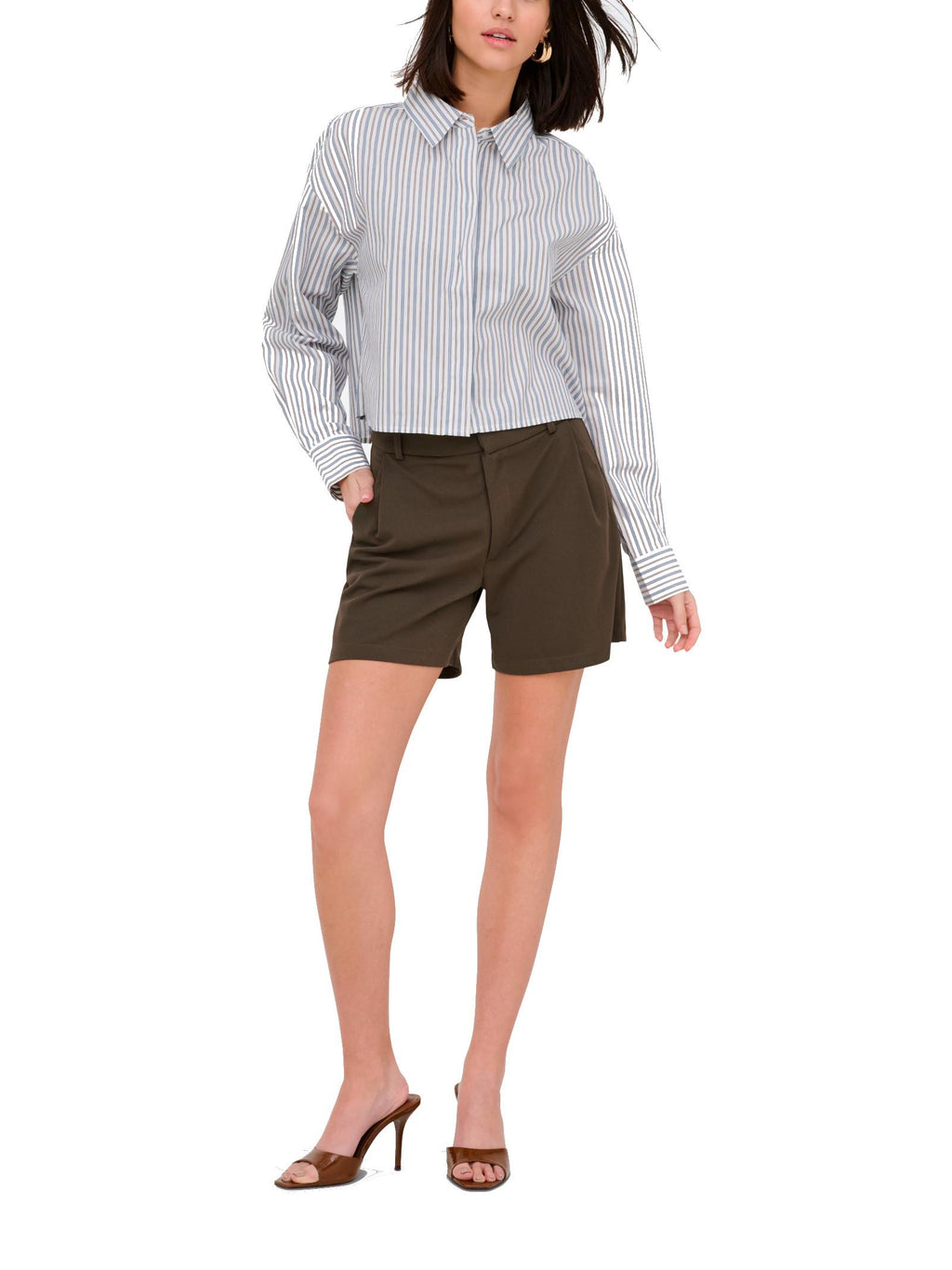 Shorts JDY Marrone Geggo a vita alta 15370254 /Chocolate Brown JDY 