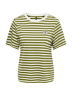 T-shirt Only Livina Verde bianco a maniche corte a righe 15359677 /Cardamom Seed ONLY 