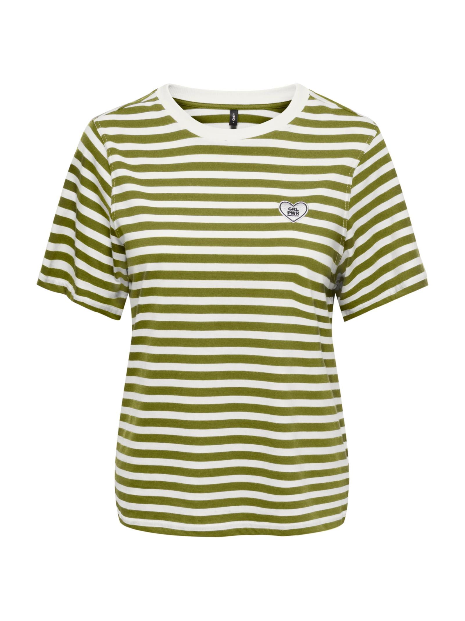 T-shirt Only Livina Verde bianco a maniche corte a righe 15359677 /Cardamom Seed ONLY 