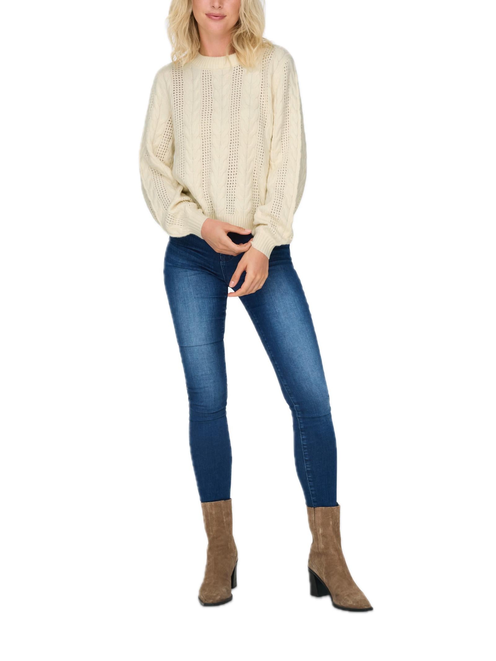 Maglia Only Rubina Panna  a trecce 15317515 /Whitecap Gray ONLY 