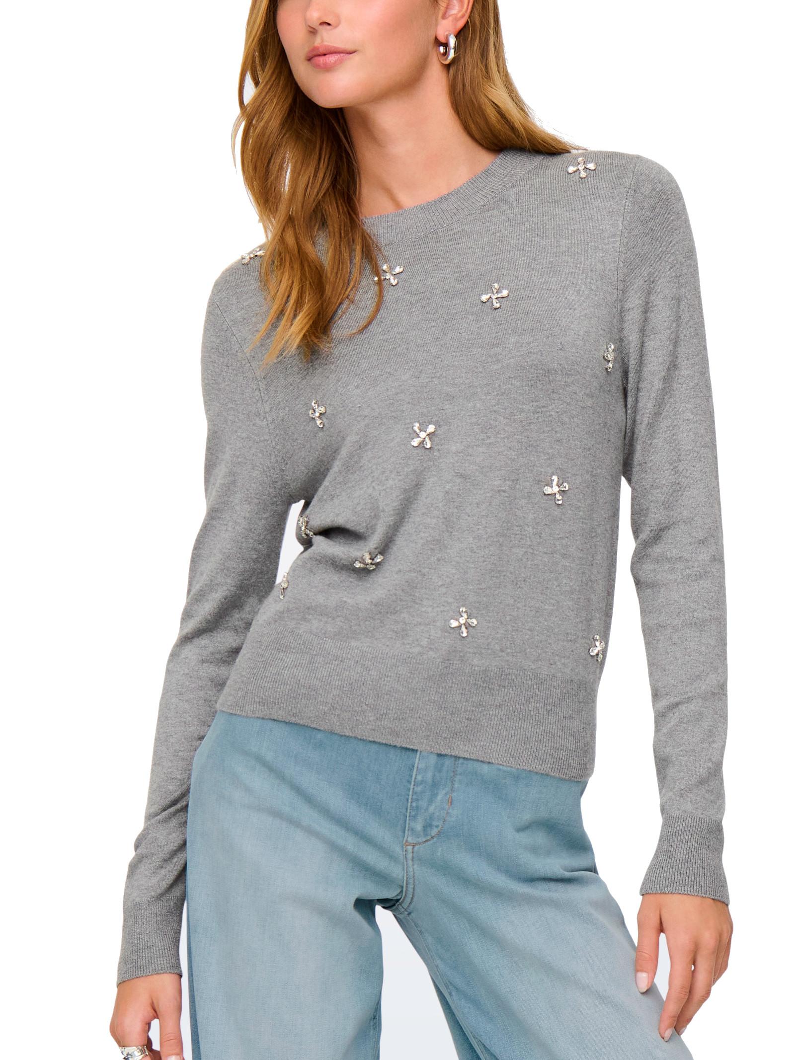 Maglia Only Venice Grigio con strass 15364656 /Light Grey Melange ONLY 