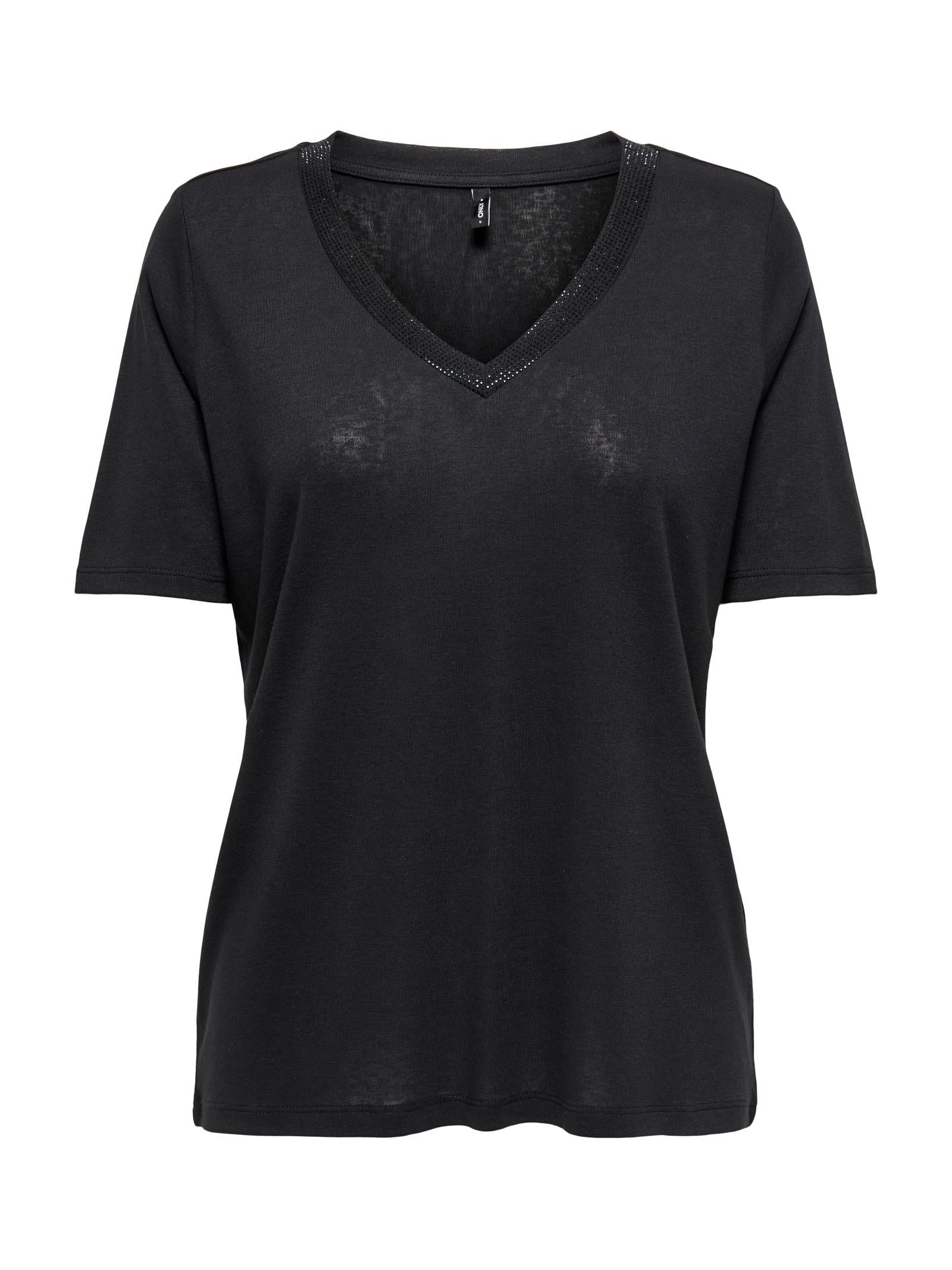 T-shirt Only Henrietta Nero con scollo a V 15344497 /Black ONLY 