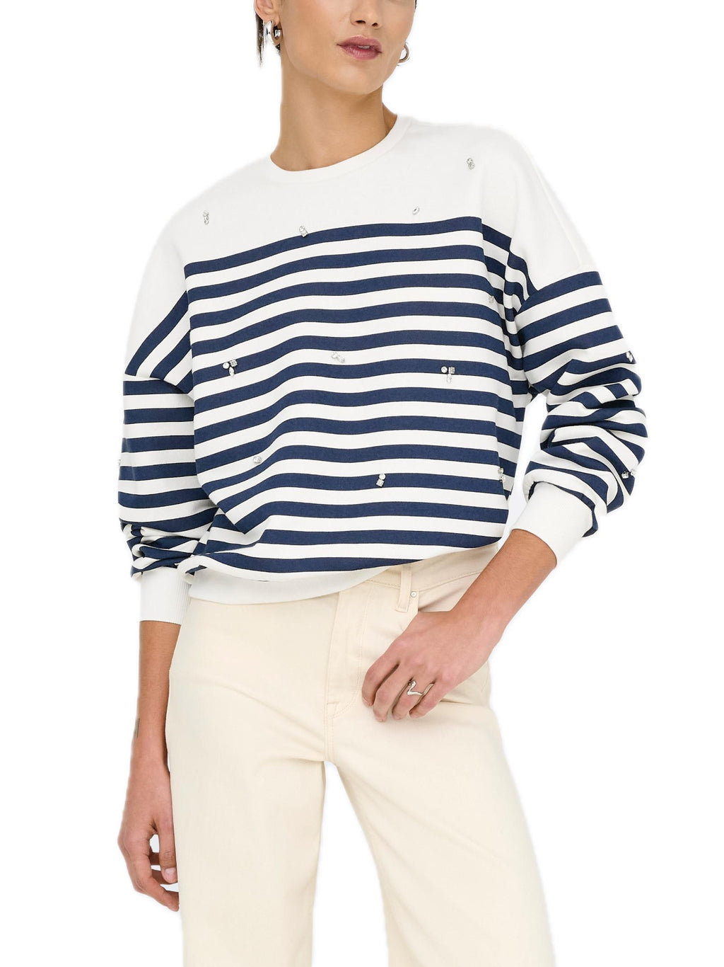 Felpa Only Adele Blu a righe 15358792 /Night sky Cloud Dancer ONLY 