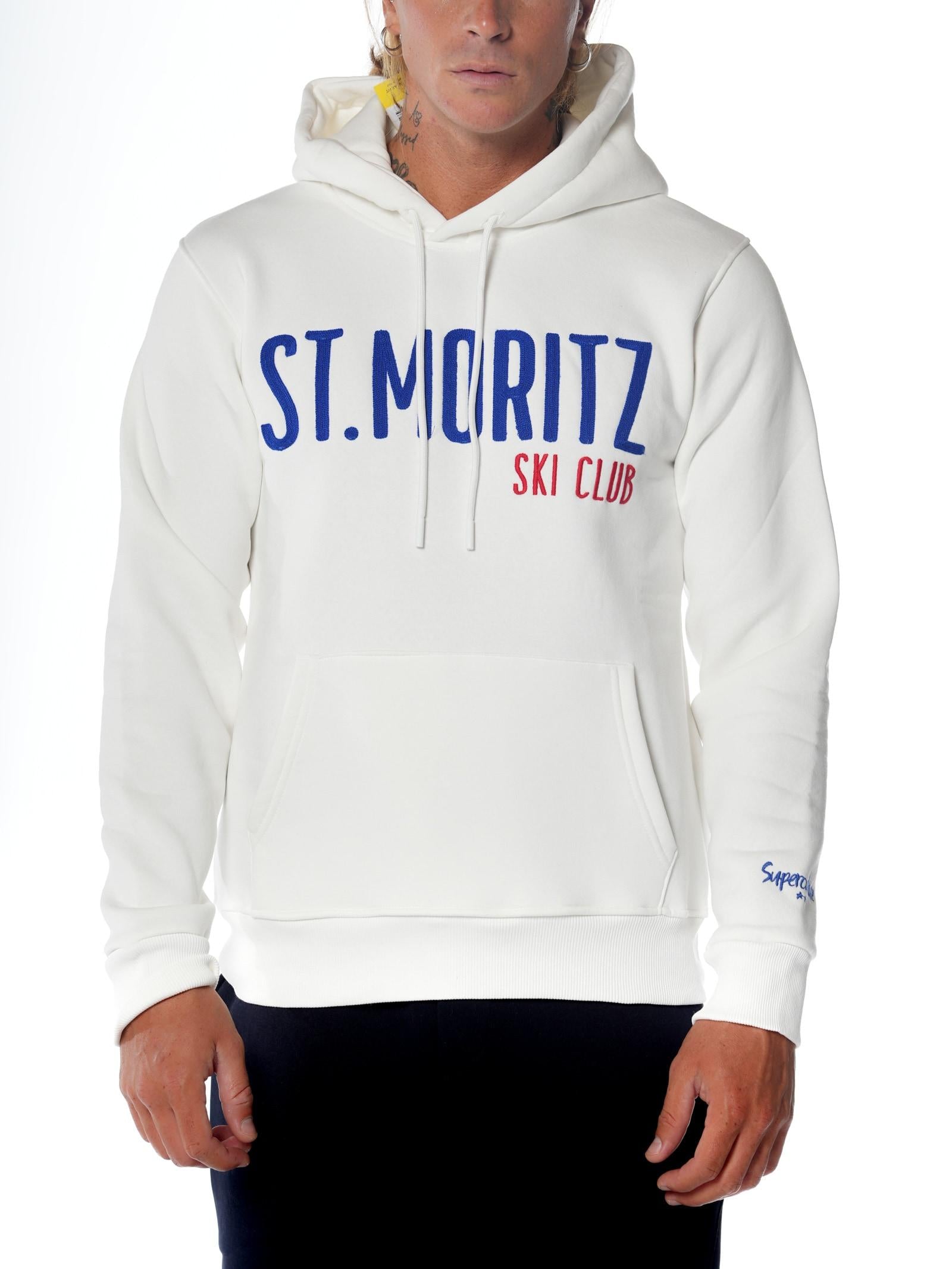Felpa Superculture Bianco St Moritz cappuccio A1399 BIANCO SUPERCULTURE 