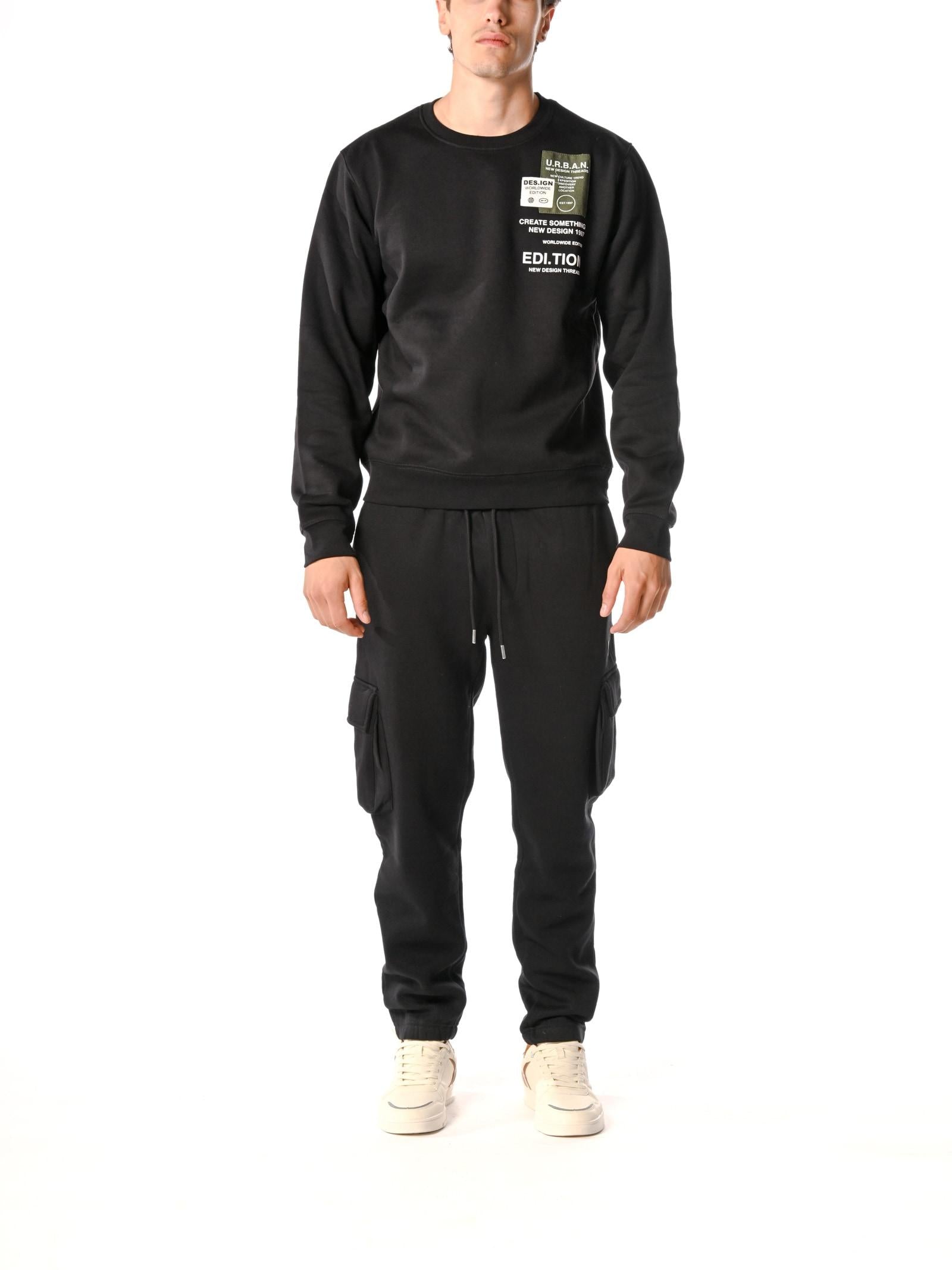 Pantalone Urban Ring Nero in felpa cargo UR9120071 NERO URBAN RING 