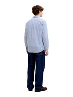 Camicia Jack & Jones Celeste bianco Summer misto lino 12289174 /Infinity JACK & JONES 