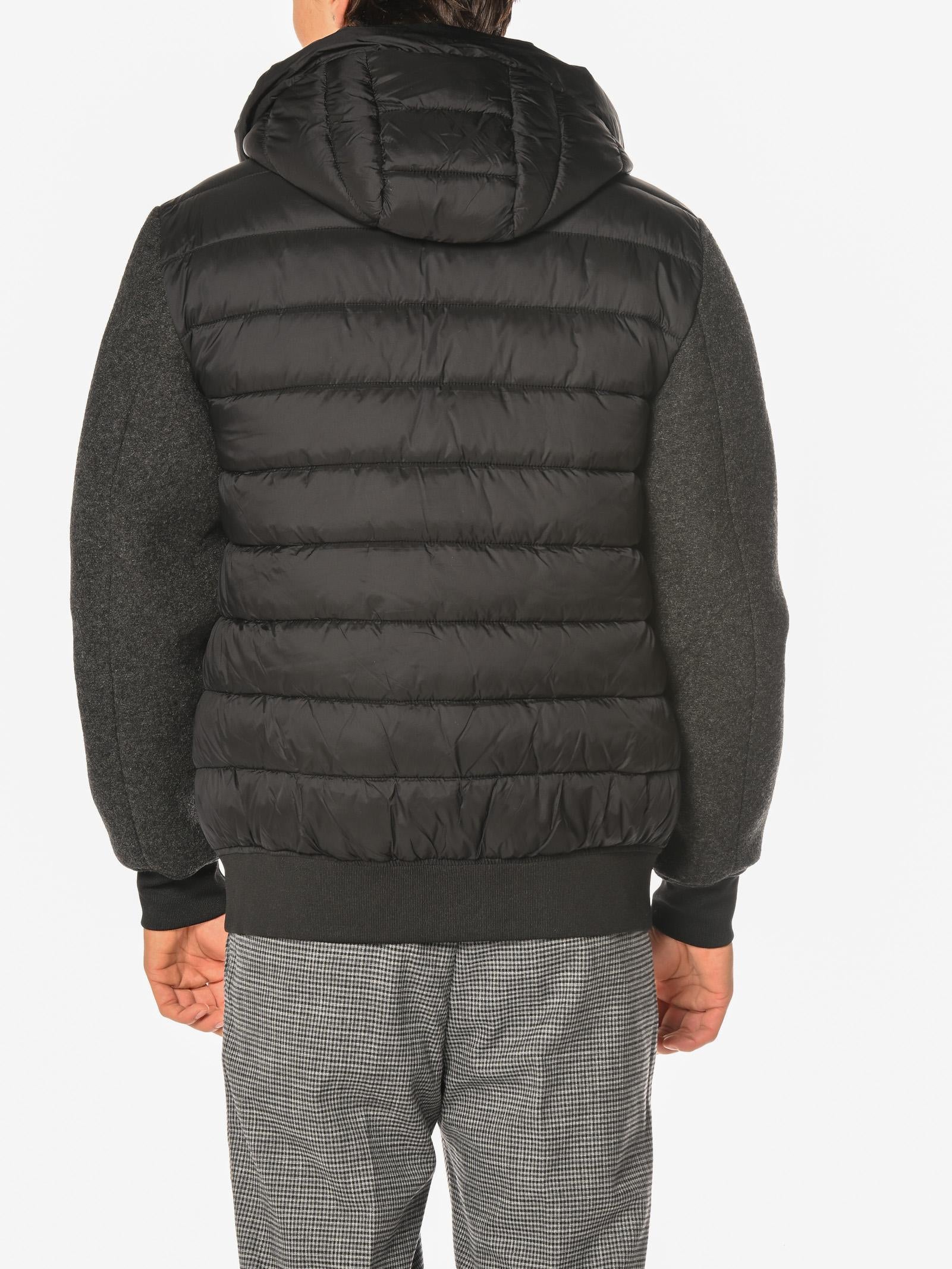 Bomber Seinse Nero in panno cappuccio GBI1096 NERO SEINSE 