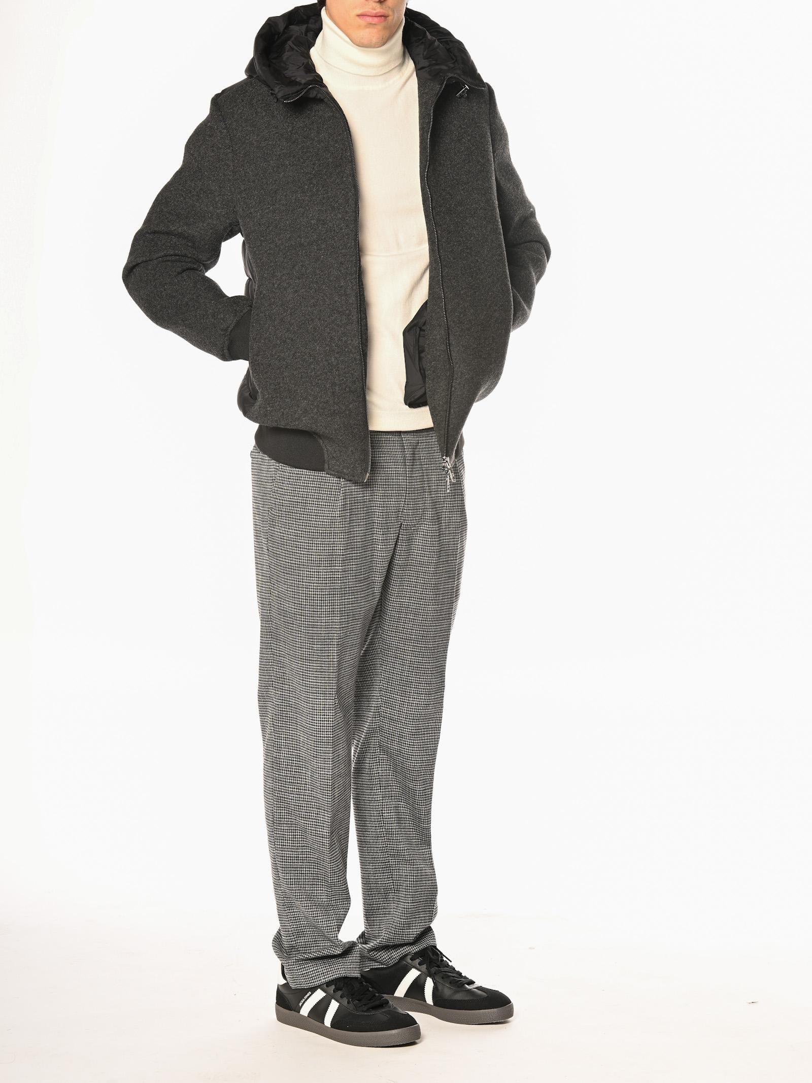 Bomber Seinse Nero in panno cappuccio GBI1096 NERO SEINSE 