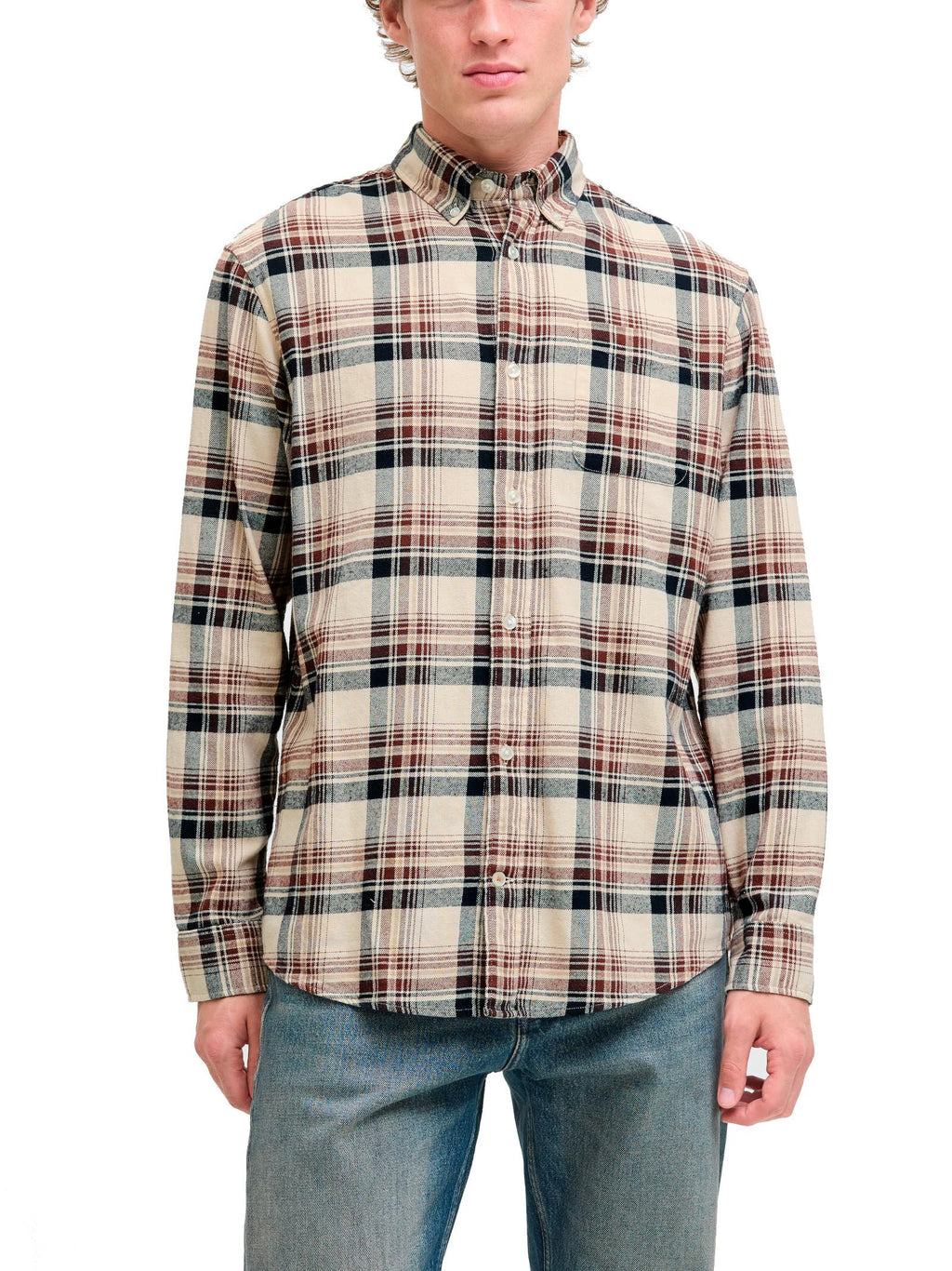 Camicia Jack & Jones Classic Beige in flenella 12278406 /Antique White JACK & JONES 