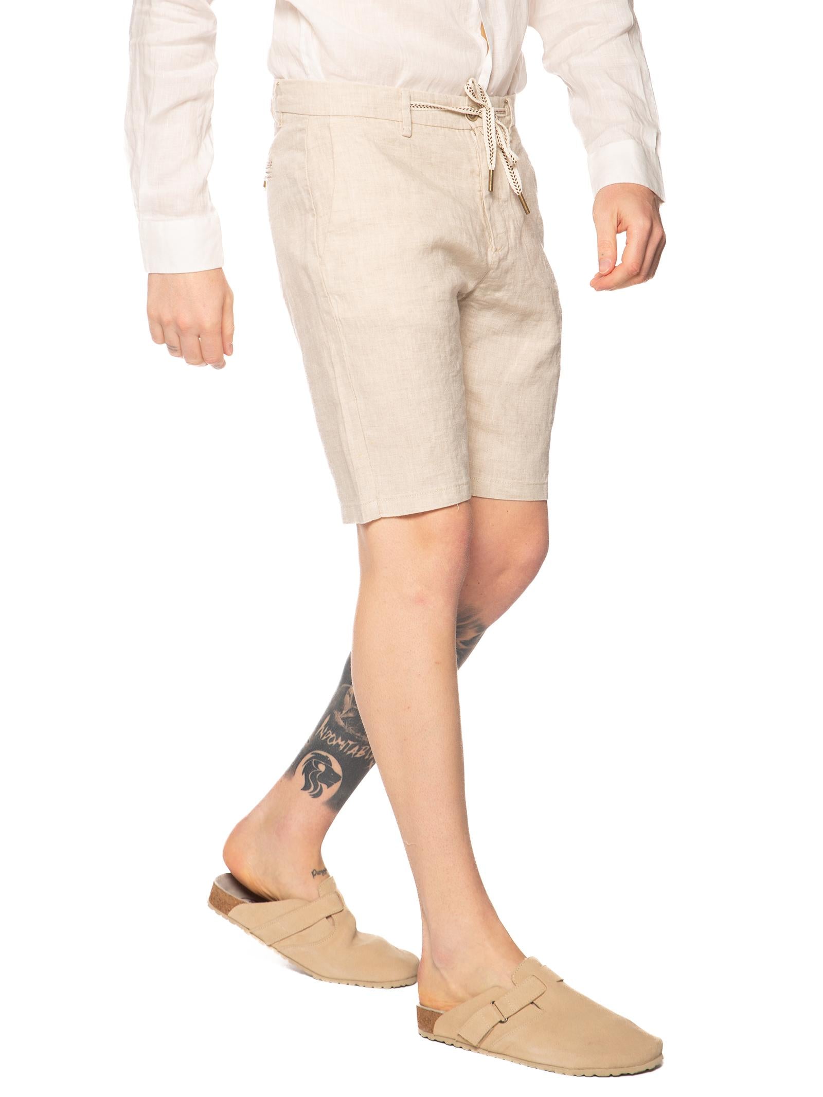 Bermuda Gianni Lupo Beige lino con elastico MORRIS SAND GIANNI LUPO 