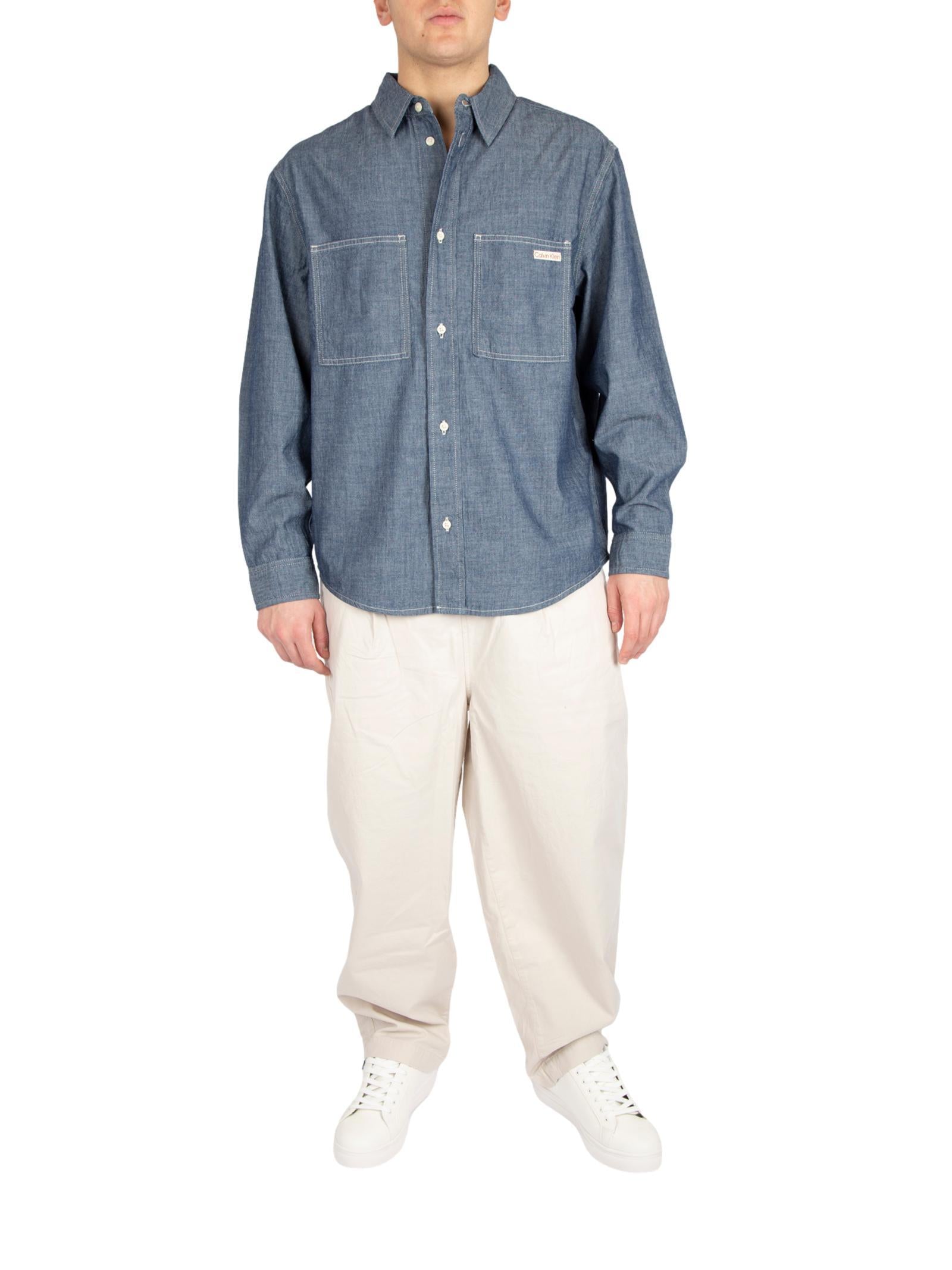 Camicia Calvin Klein Medium Blue Denim in Chambray J326558 1A4 CALVIN KLEIN JEANS 