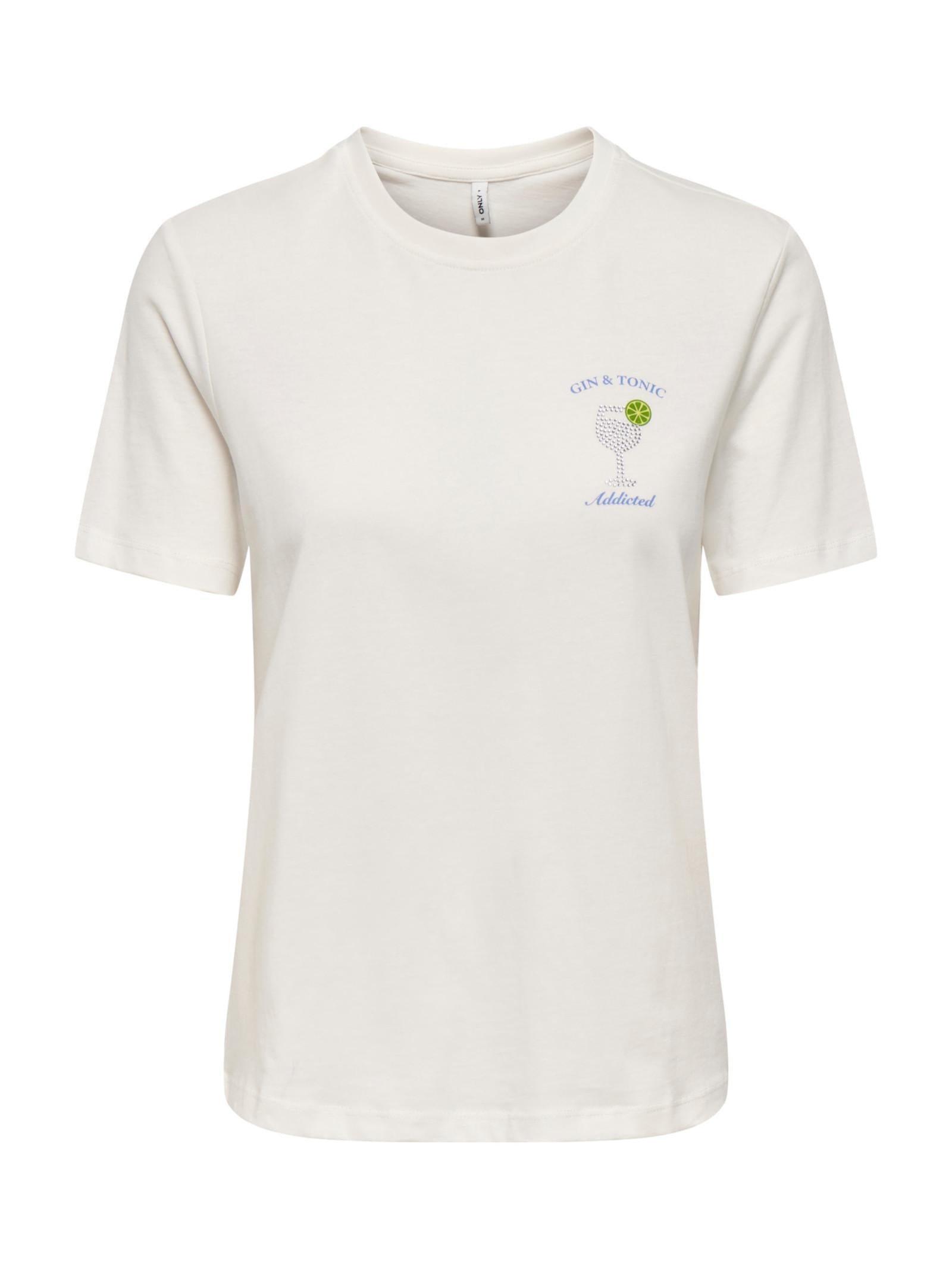 T-shirt Only Polly Bianco blu stampa 15375940 /Gin Cloud Dancer ONLY 