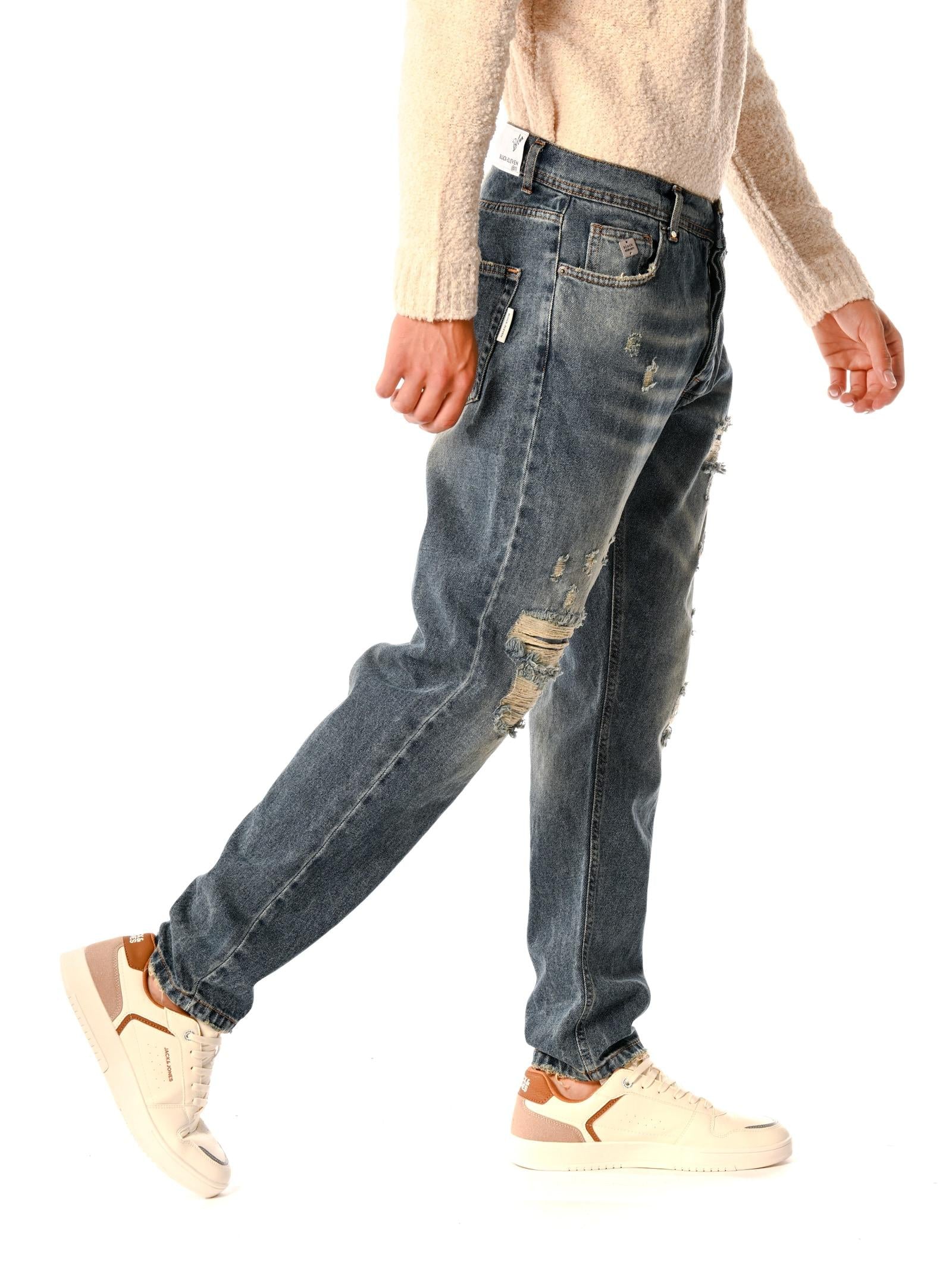 Jeans Block Eleven Medium Blue Destroy 46BLK03230 MEDIUM BLUE DENIM BLOCK ELEVEN 