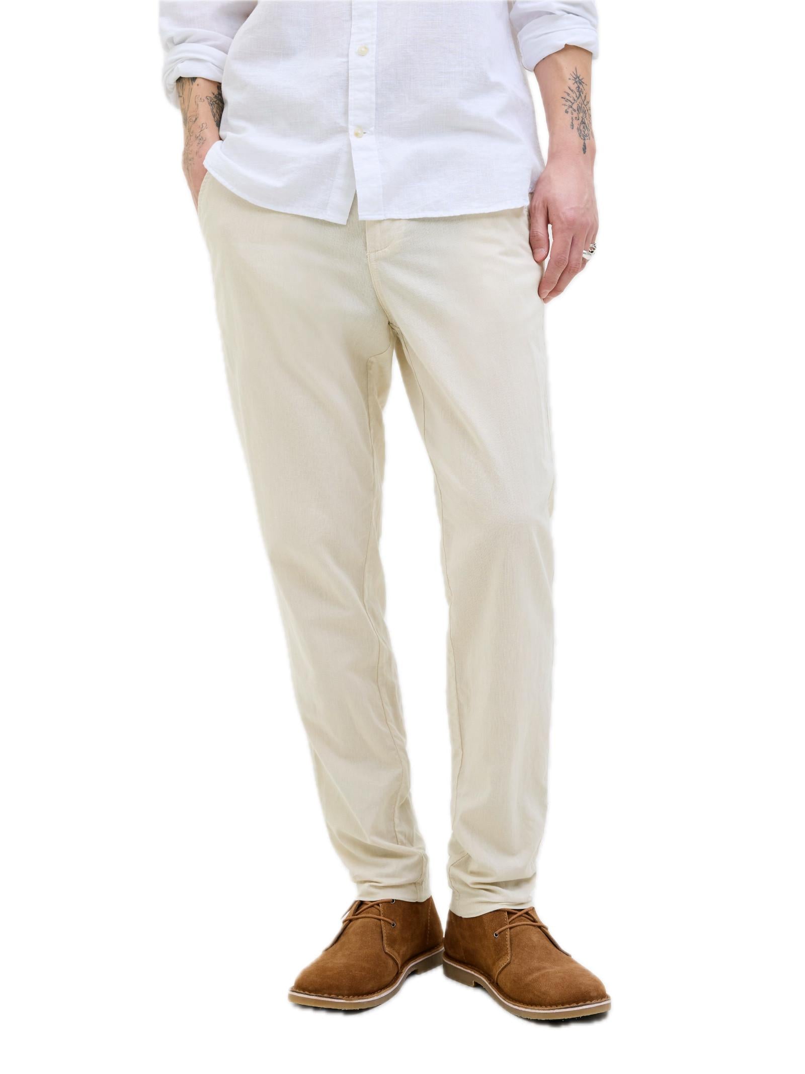 Chino Jack & Jones Summer Sabbia in Lino 12248604 /Feather Gray JACK & JONES 
