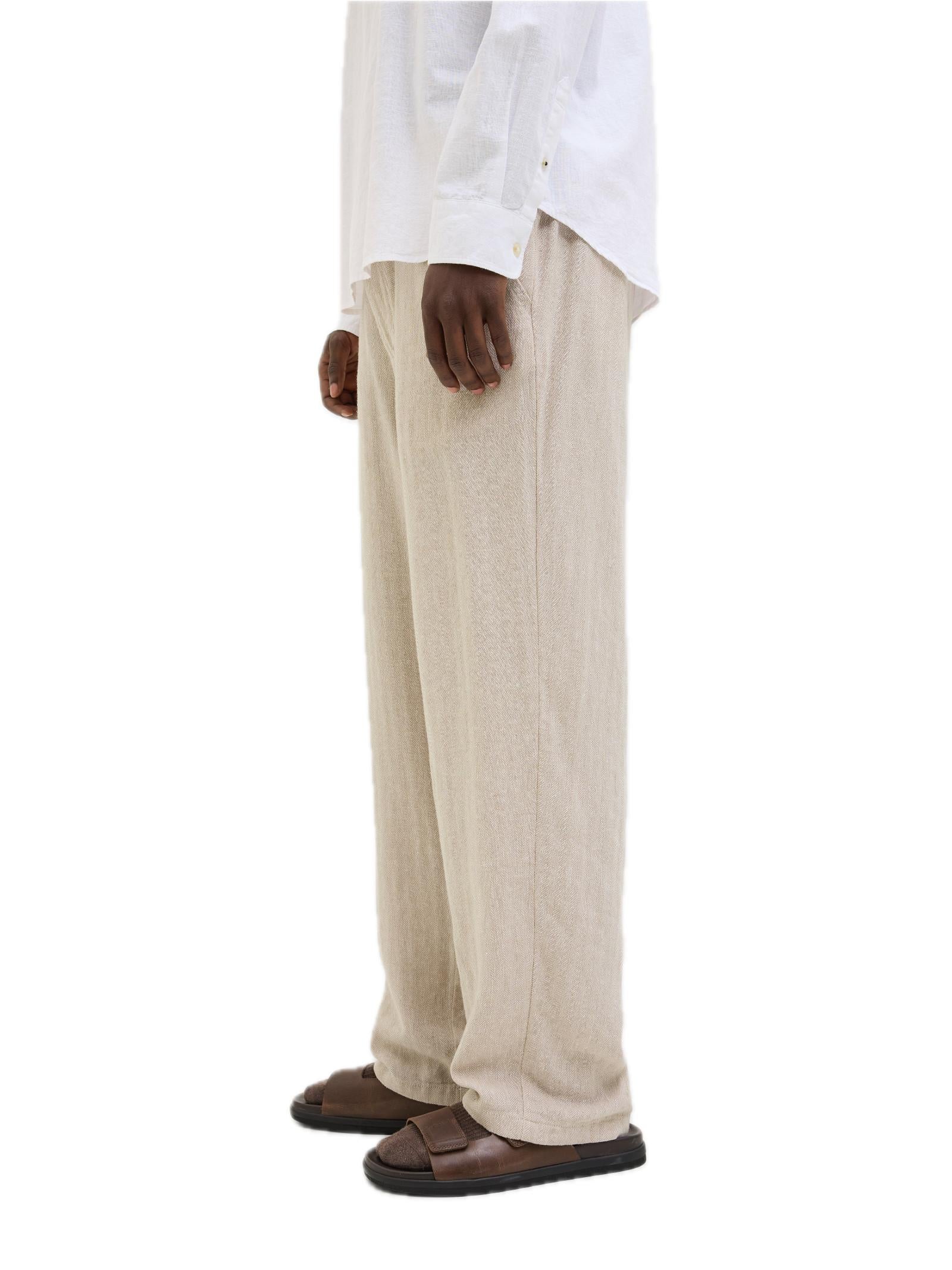 Pantalone Jack & Jones Mykonos Beige losse fit in lino 12269371 /Crockery JACK & JONES 