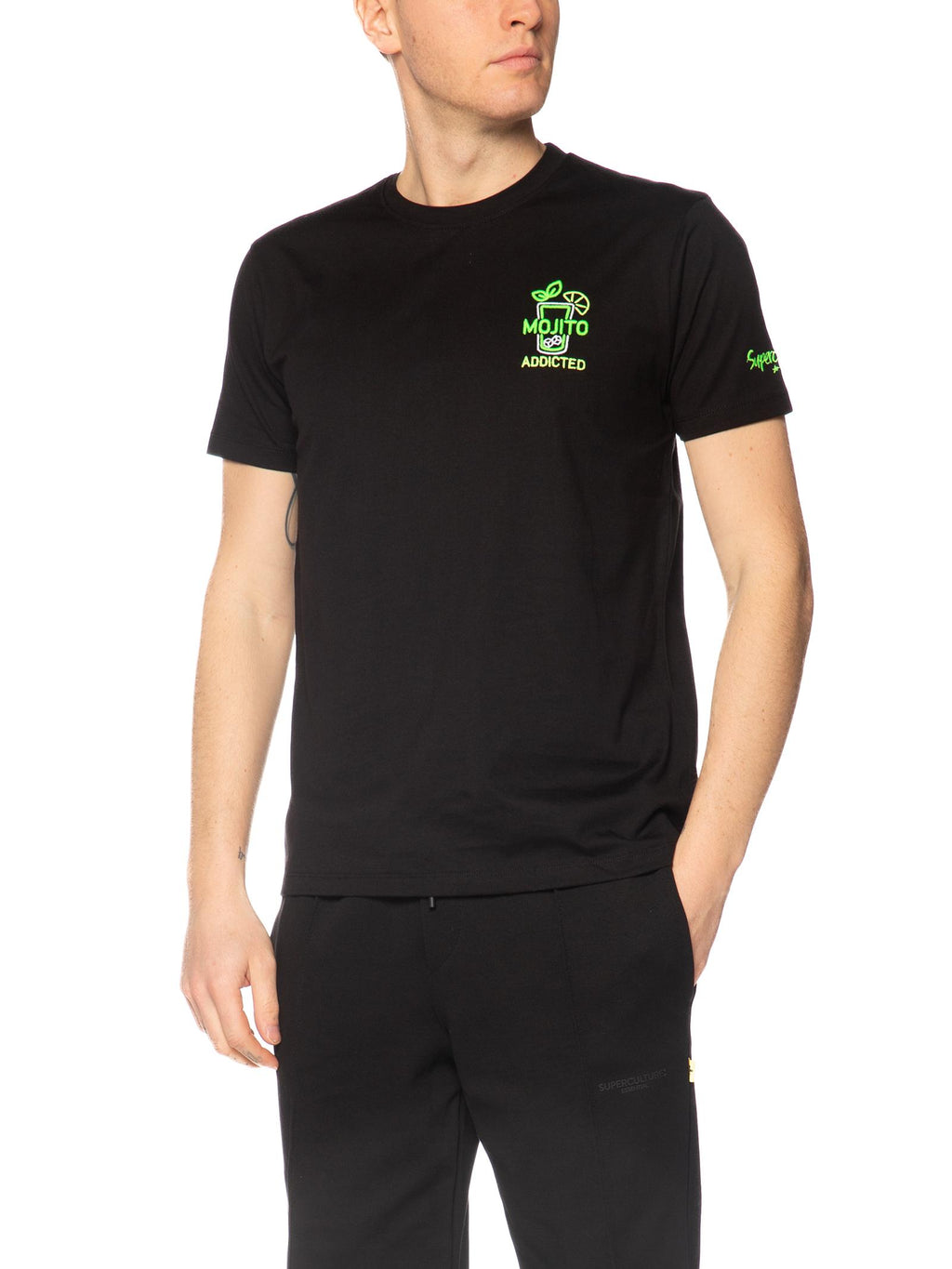 T-shirt Superculture Nero mojito addicted A1843 NERO SUPERCULTURE 