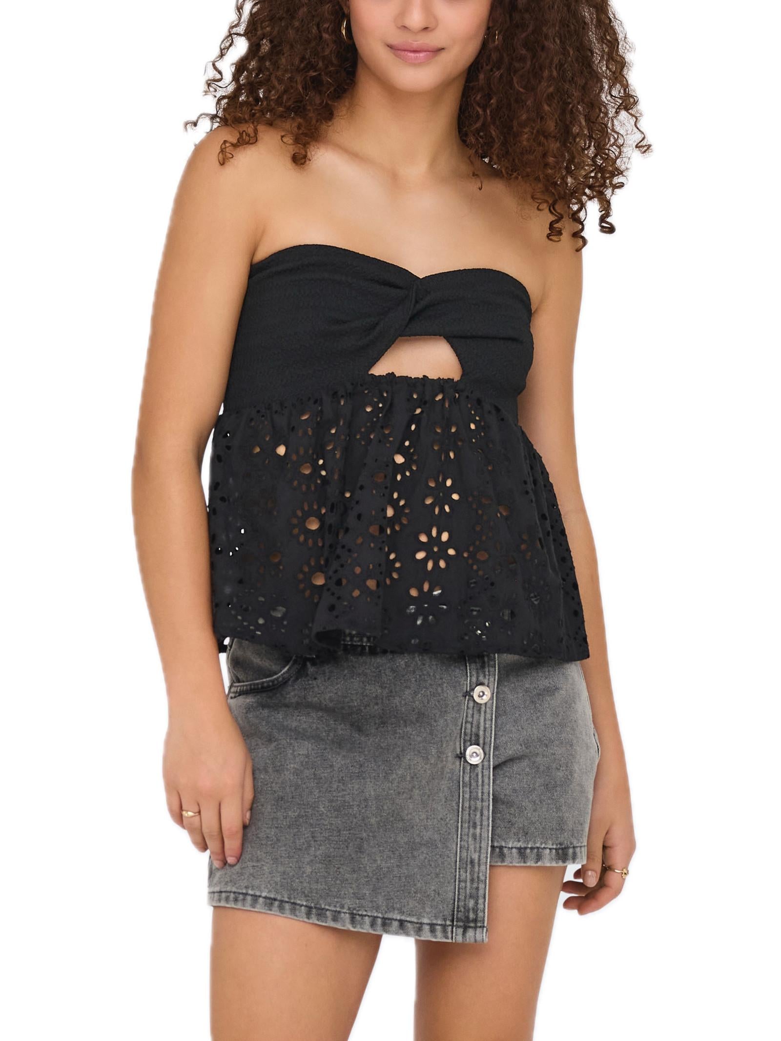 Top Only Nero Aurora a tubo 15344871 /Black ONLY 