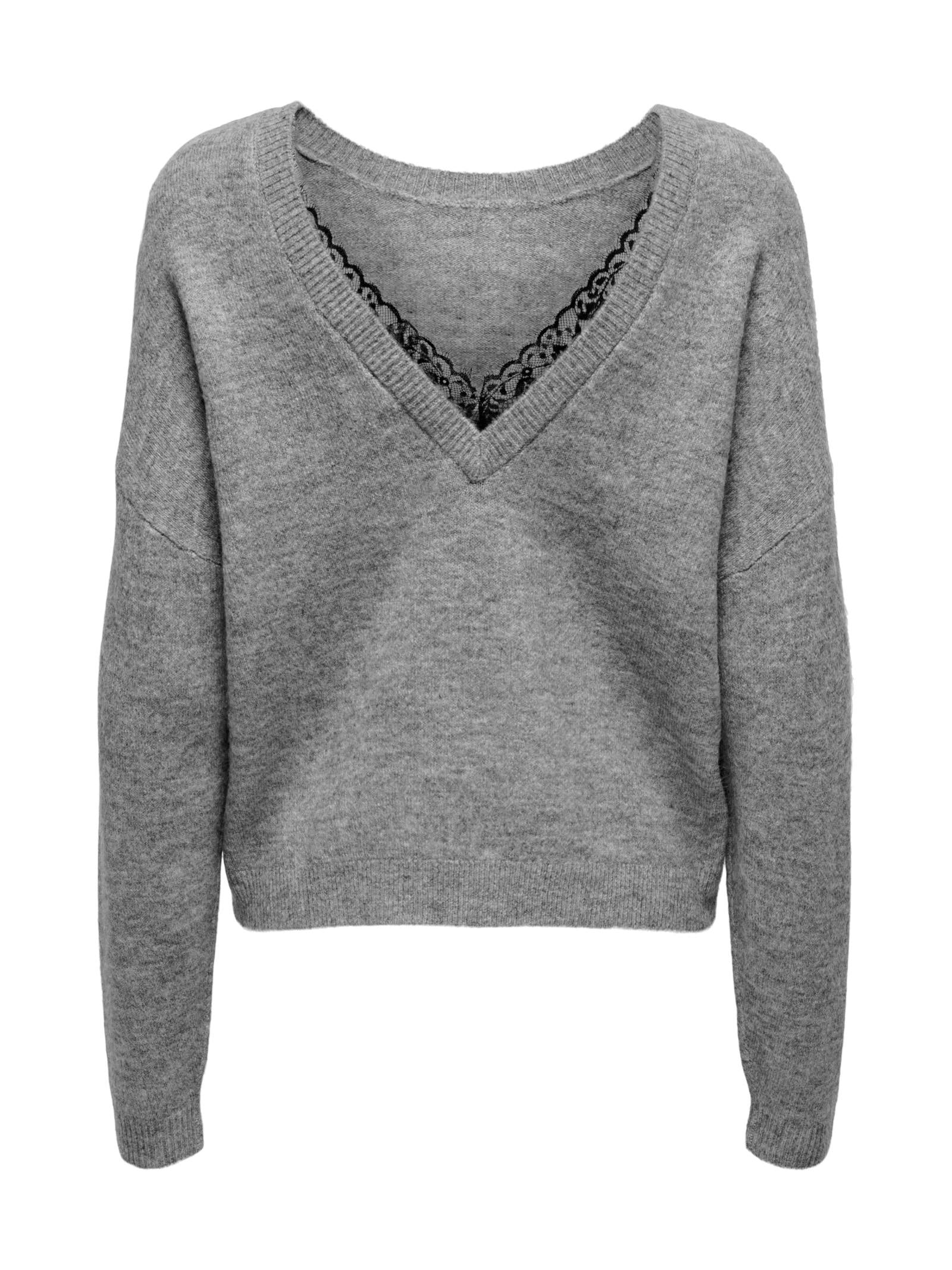Maglia Only Manifesta Grigio scollo a V 15329229 /Light Grey Melange ONLY 
