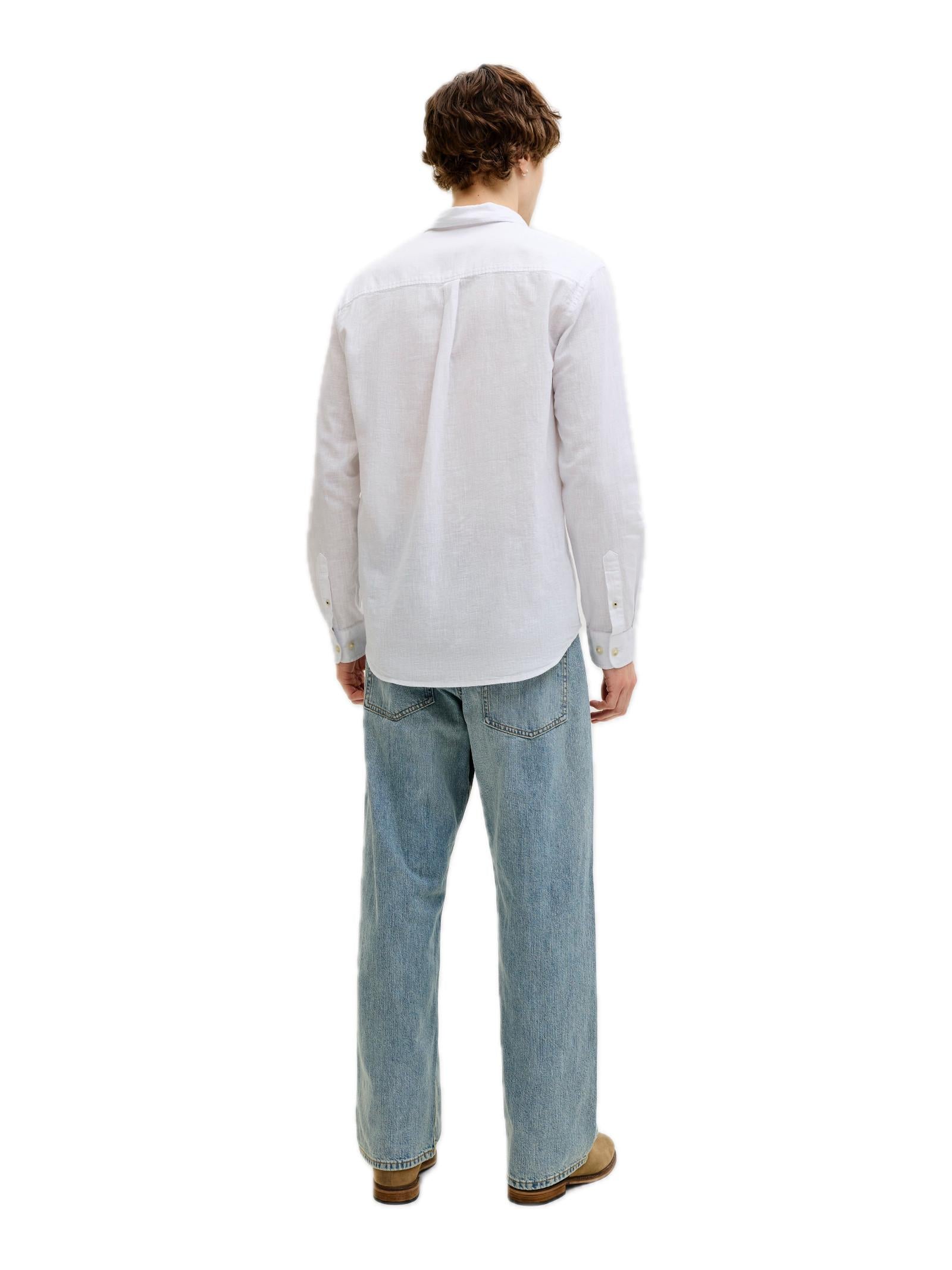 Camicia Jack & Jones Bianco Summer misto lino 12289174 /White JACK & JONES 