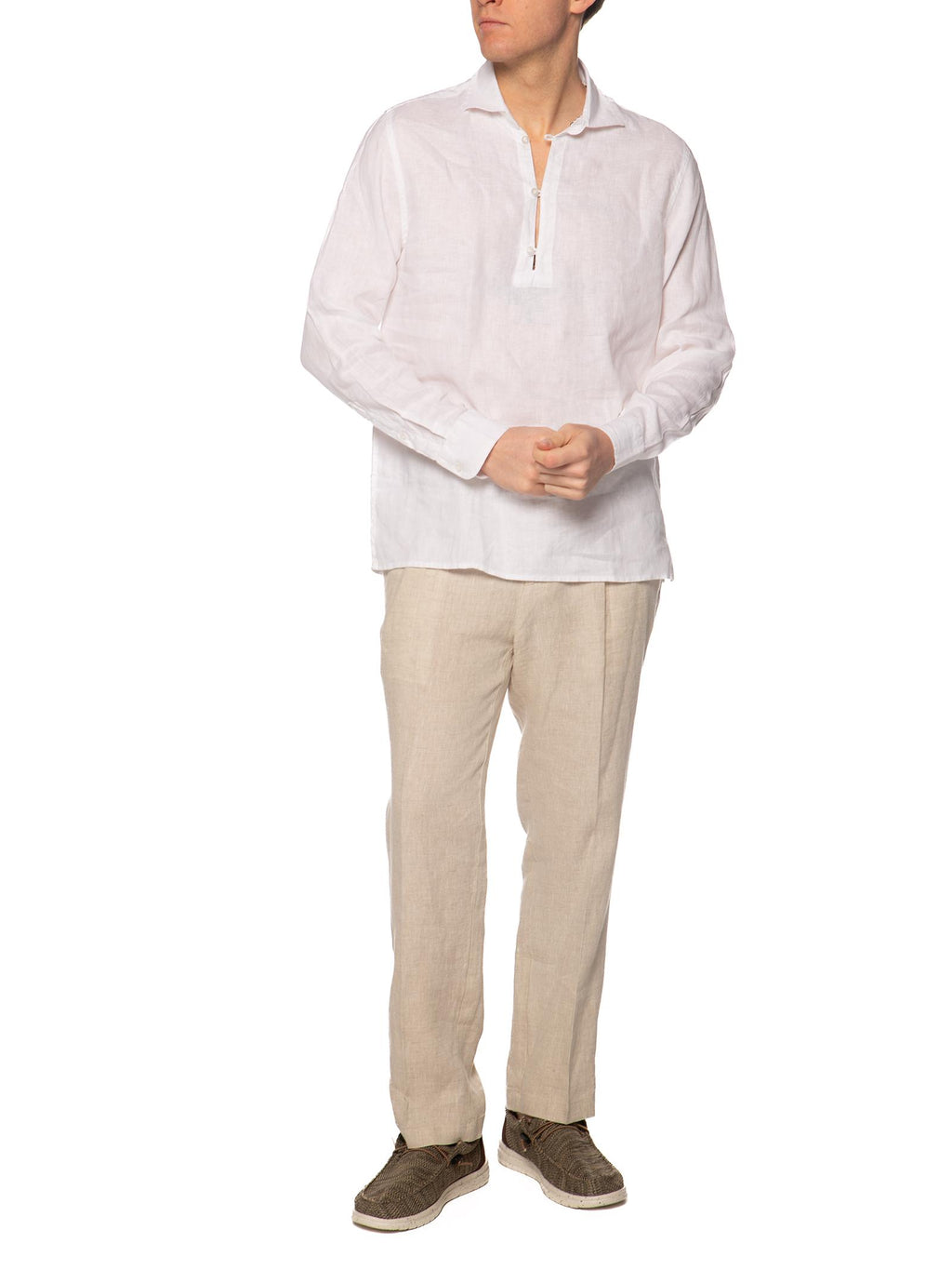 Camicia Seinse Bianco in lino collo aperto CE1089 BIANCO SEINSE 
