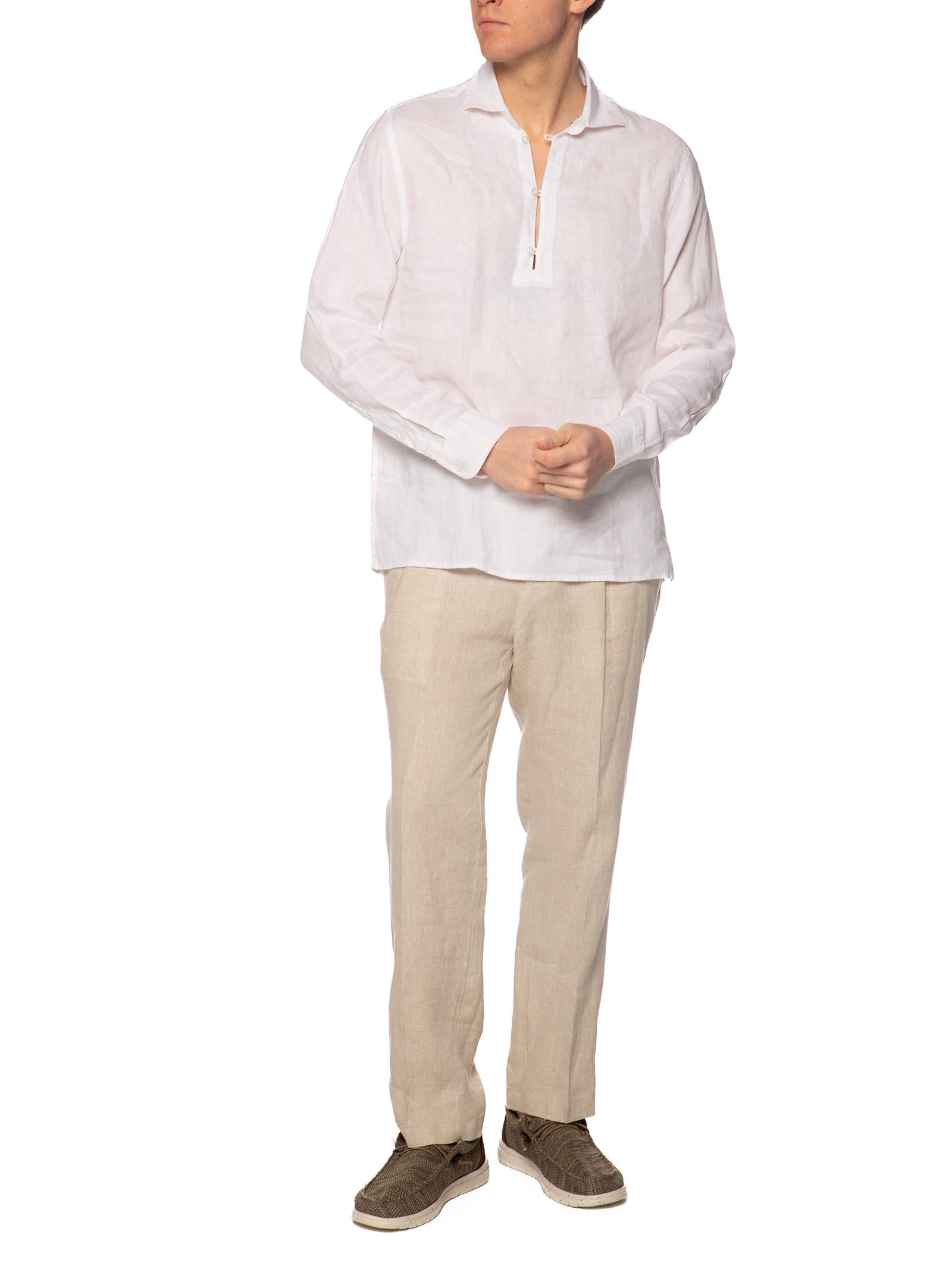 Camicia Seinse Bianco in lino collo aperto CE1089 BIANCO SEINSE 