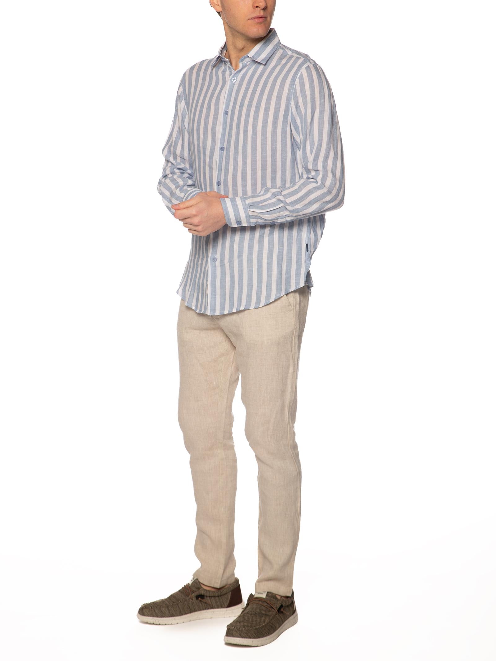 Camicia Gianni Lupo Bianco Celeste in lino GL7781S SKY GIANNI LUPO 