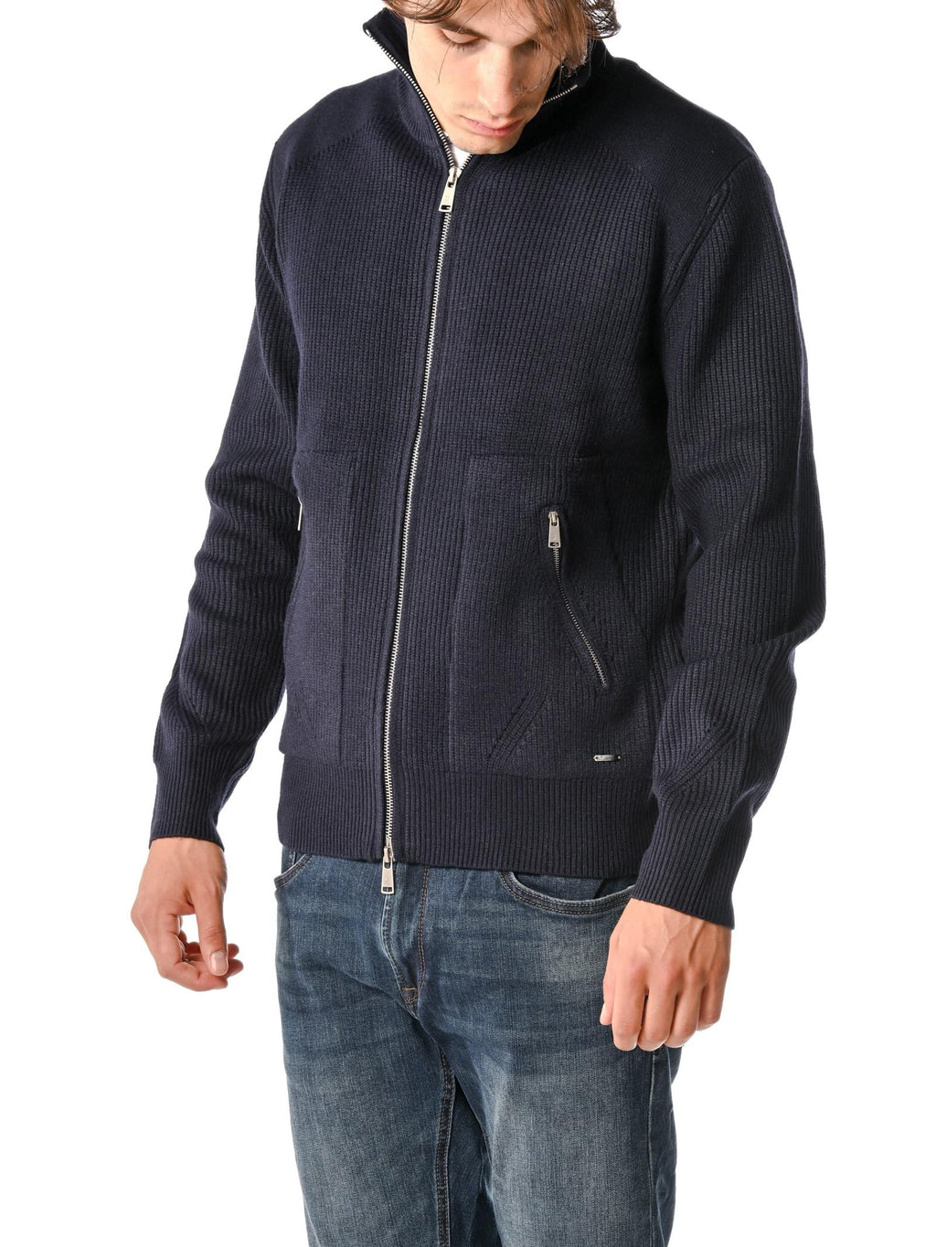 Cardigan Gianni Lupo Blu zip e tasche GL35051 BLU GIANNI LUPO 