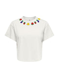 T-shirt Only Bianco nek Bella 15372233 /Neck Cloud Dancer ONLY 