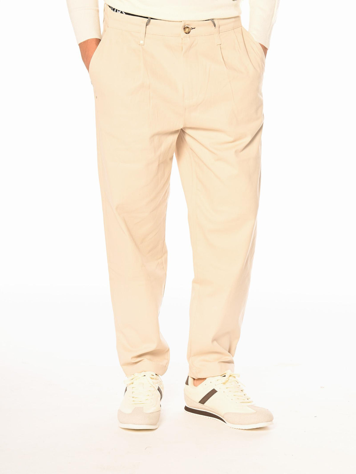 Pantalone Block Eleven Beige con coulisse e pence 05BL2594 BEIGE BLOCK ELEVEN 