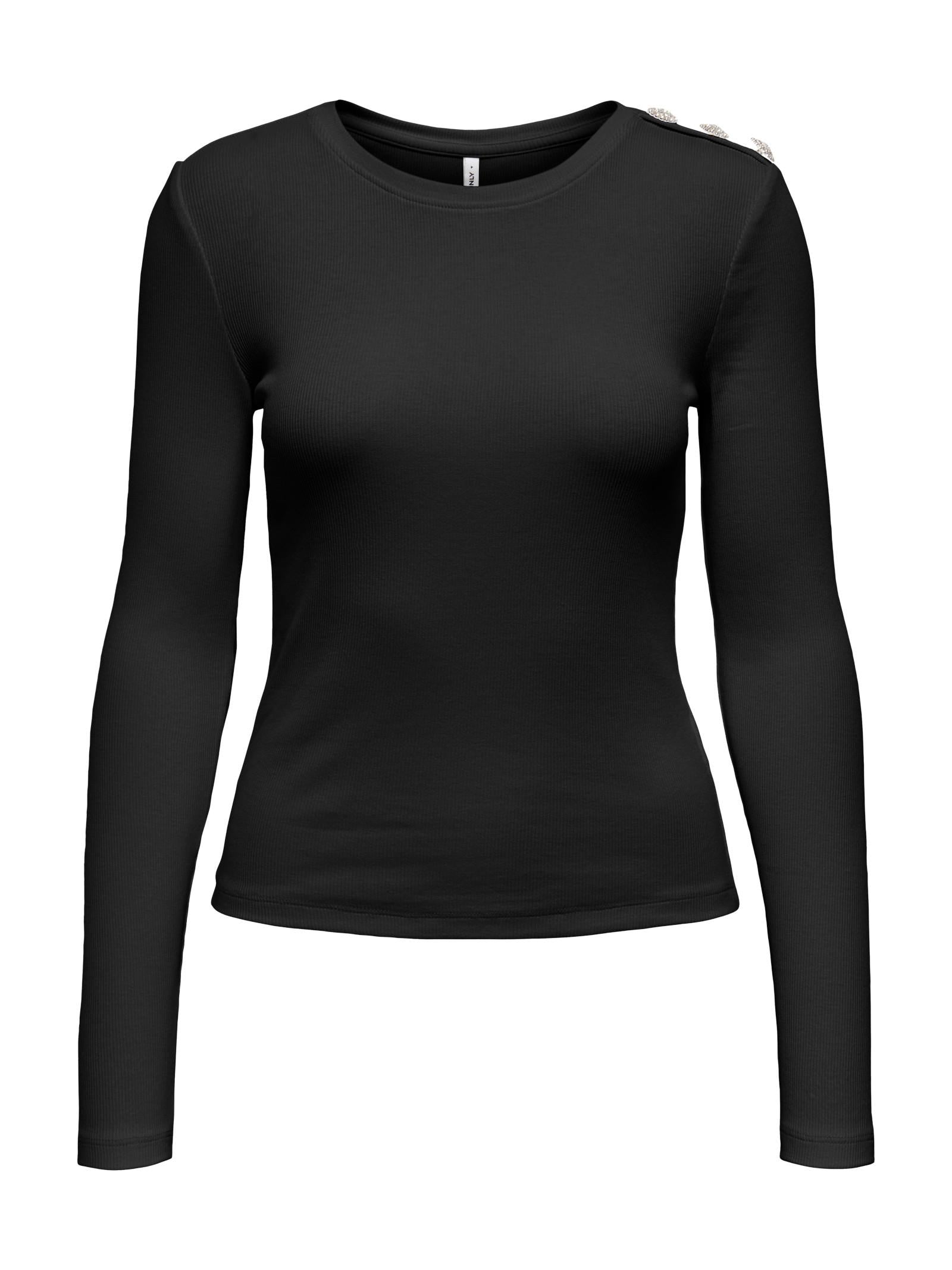 T-shirt Only Checkie Nero con bottoni 15330371 /Black ONLY 