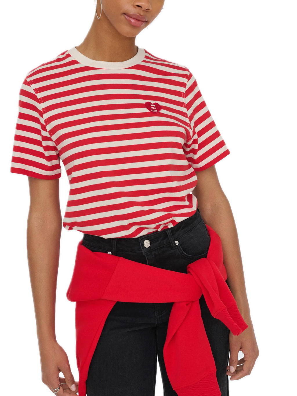 T-shirt Only Livina Bianco rosso a righe 15359677 /High Risk Red ONLY 