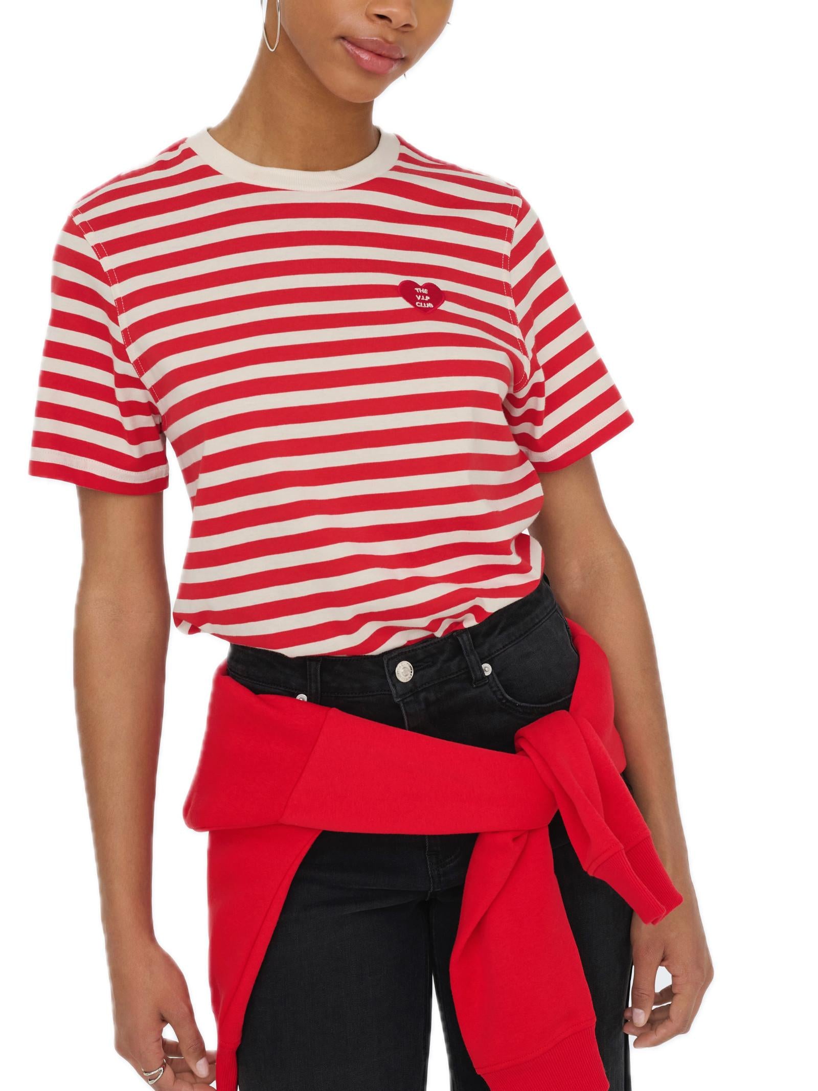 T-shirt Only Livina Bianco rosso a righe 15359677 /High Risk Red ONLY 