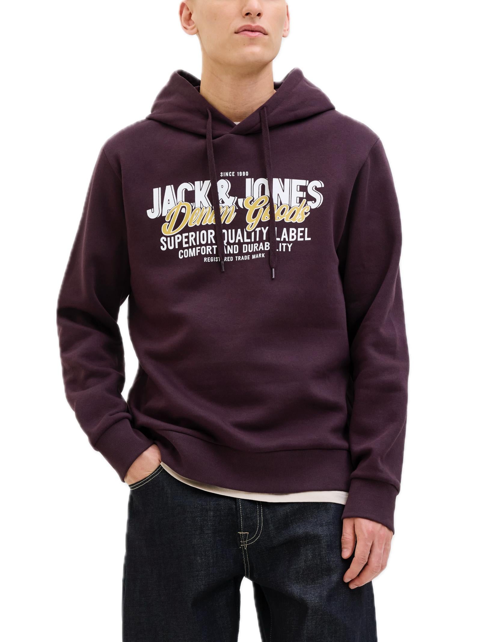 Felpa Jack & Jones Logo Vinaccia con cappuccio 12279649 /Plum Perfect JACK & JONES 