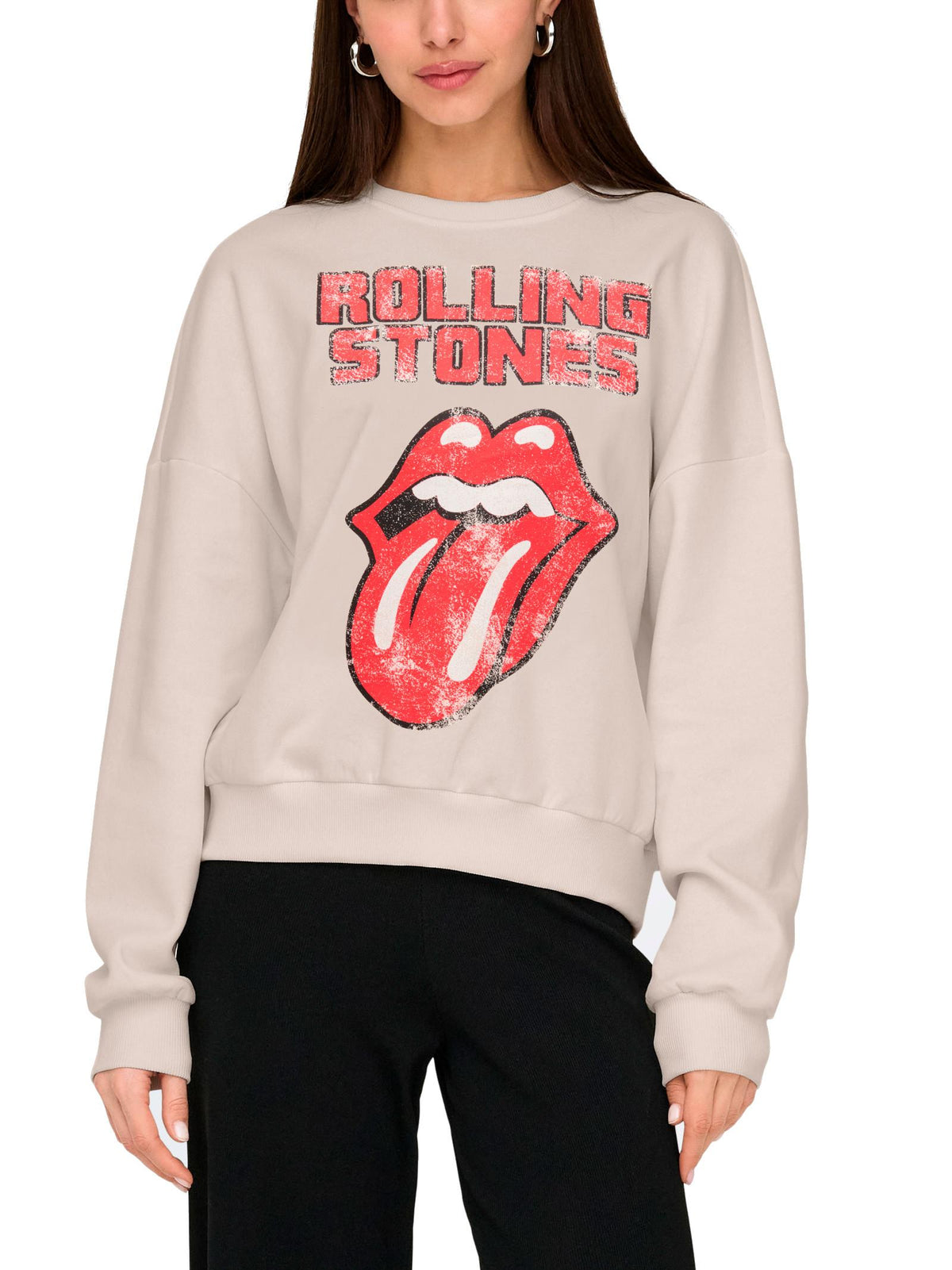 Felpa Only Rolling Stones Ecru stampa 15345927 /Ecru ONLY 