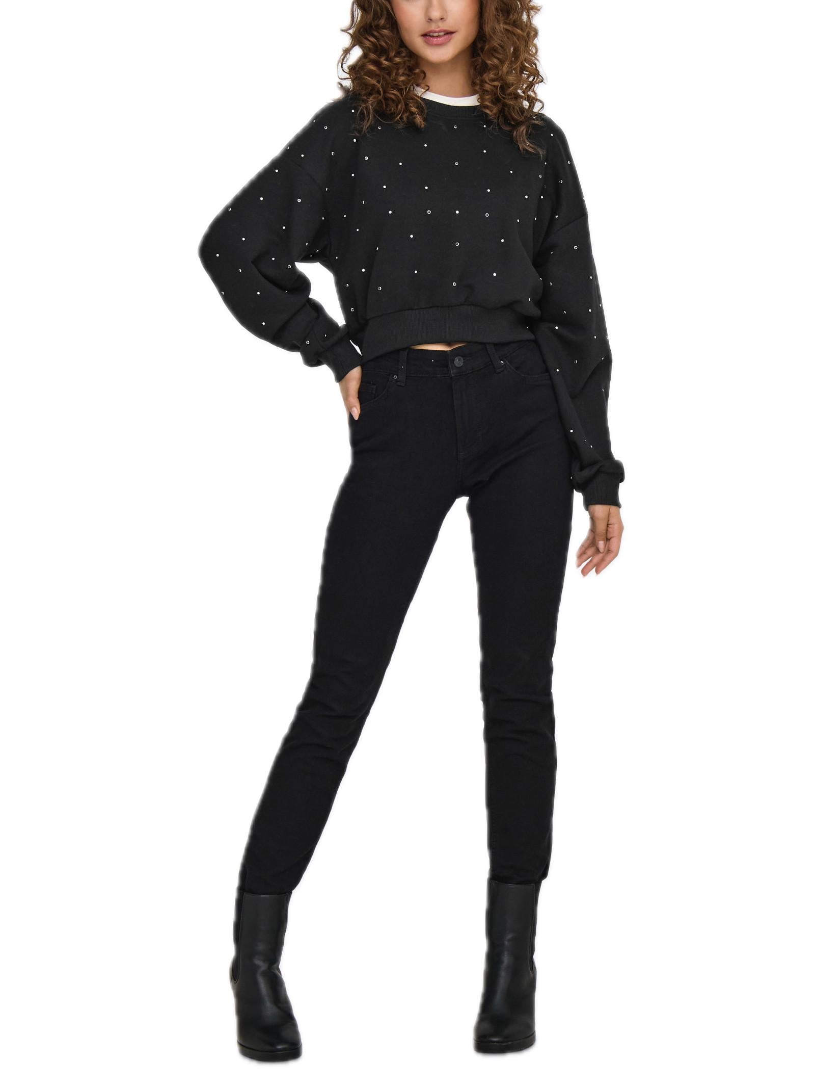 Felpa Only Nera Globe con glitter 15342983 /Black ONLY 