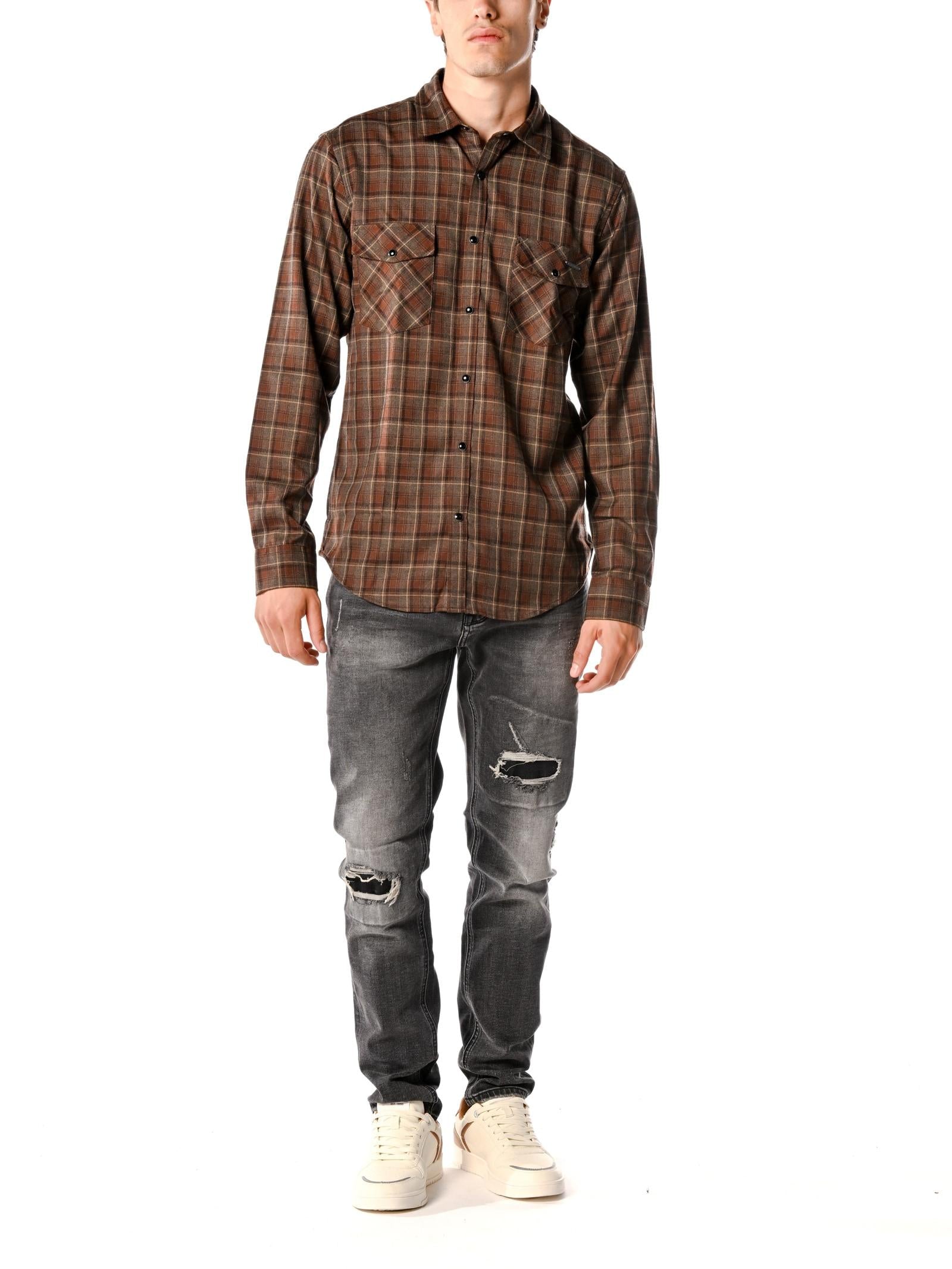 Camicia Gianni Lupo Marrone a quadri GL124D MARRONE GIANNI LUPO 