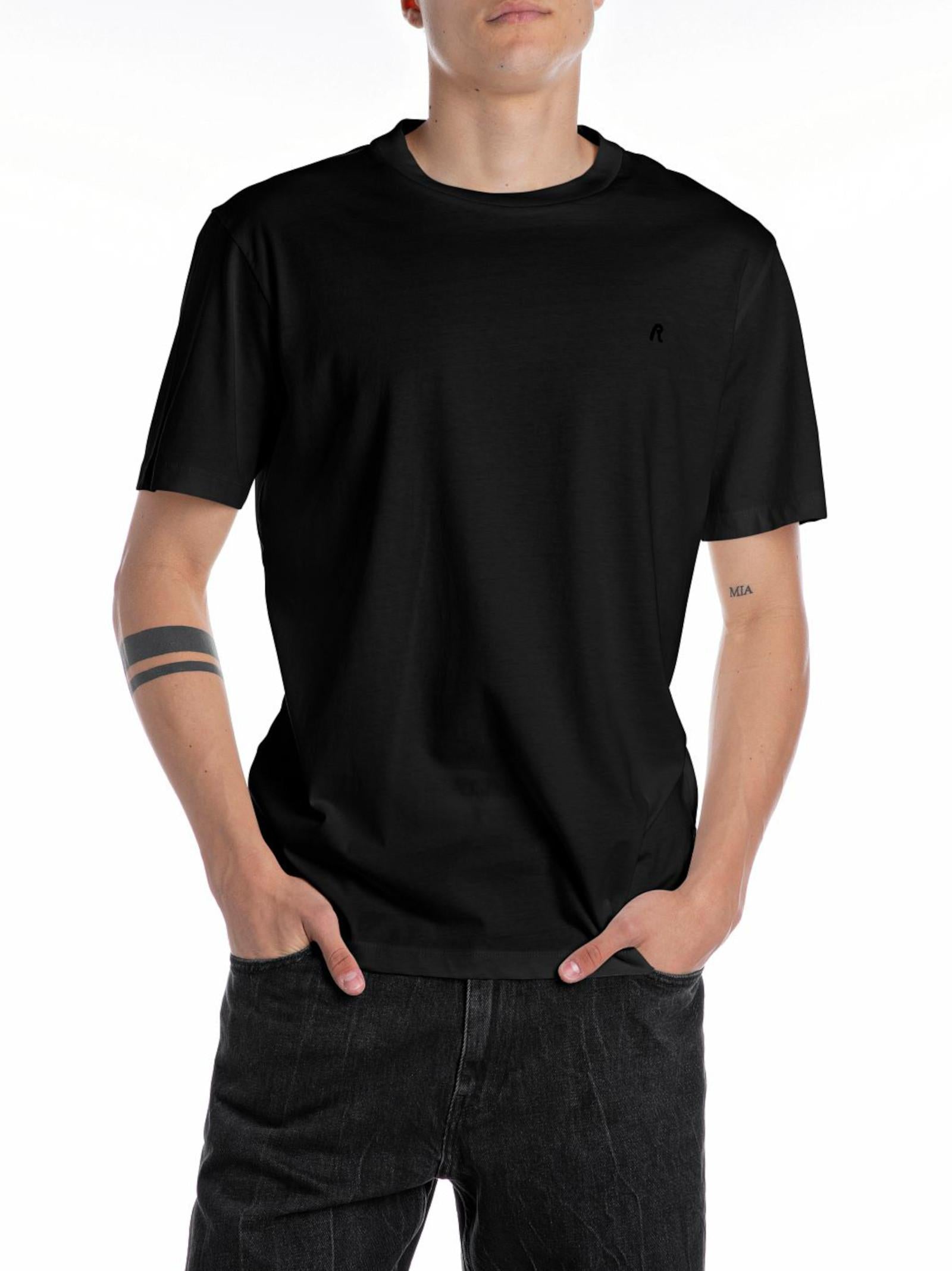 T-shirt Replay Nera Basic logo piccolo M3097 098 REPLAY 