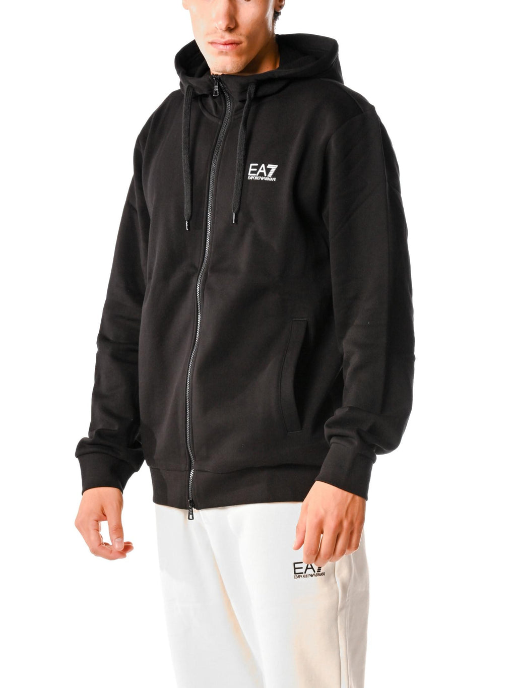 Felpa Emporio Armani Nero con zip e cappuccio 8NPM38 1200 EA7 