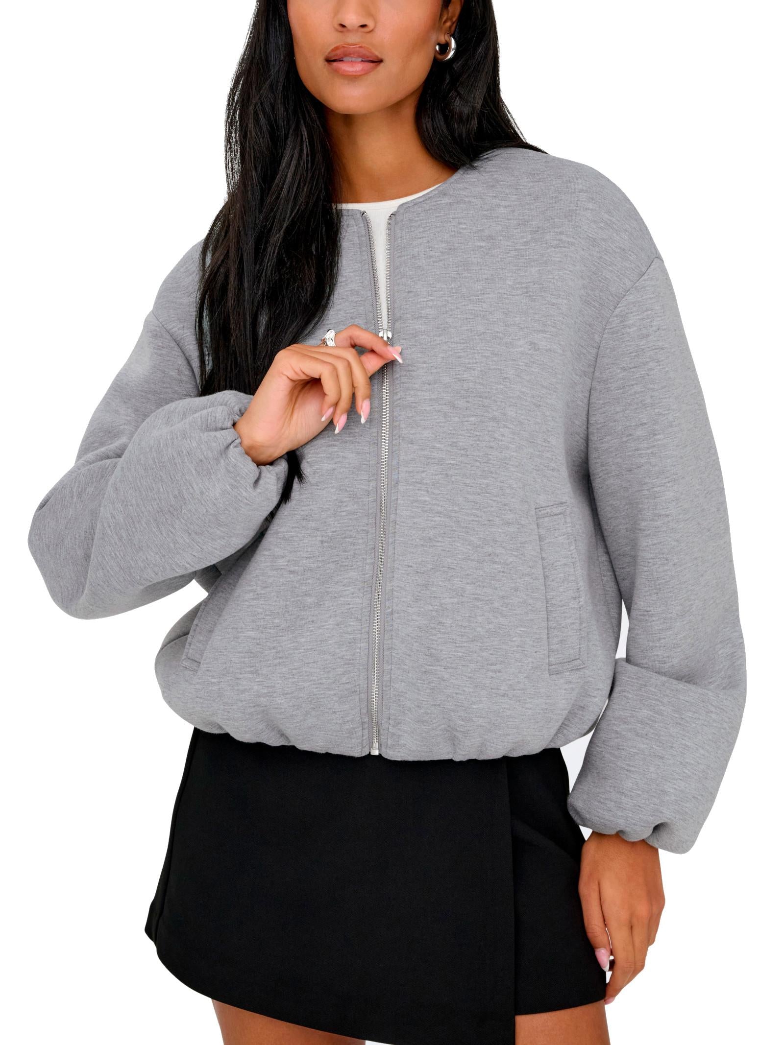 Giubbotto Only Ellie Grigio girocollo 15344567 /Medium Grey Melange ONLY 