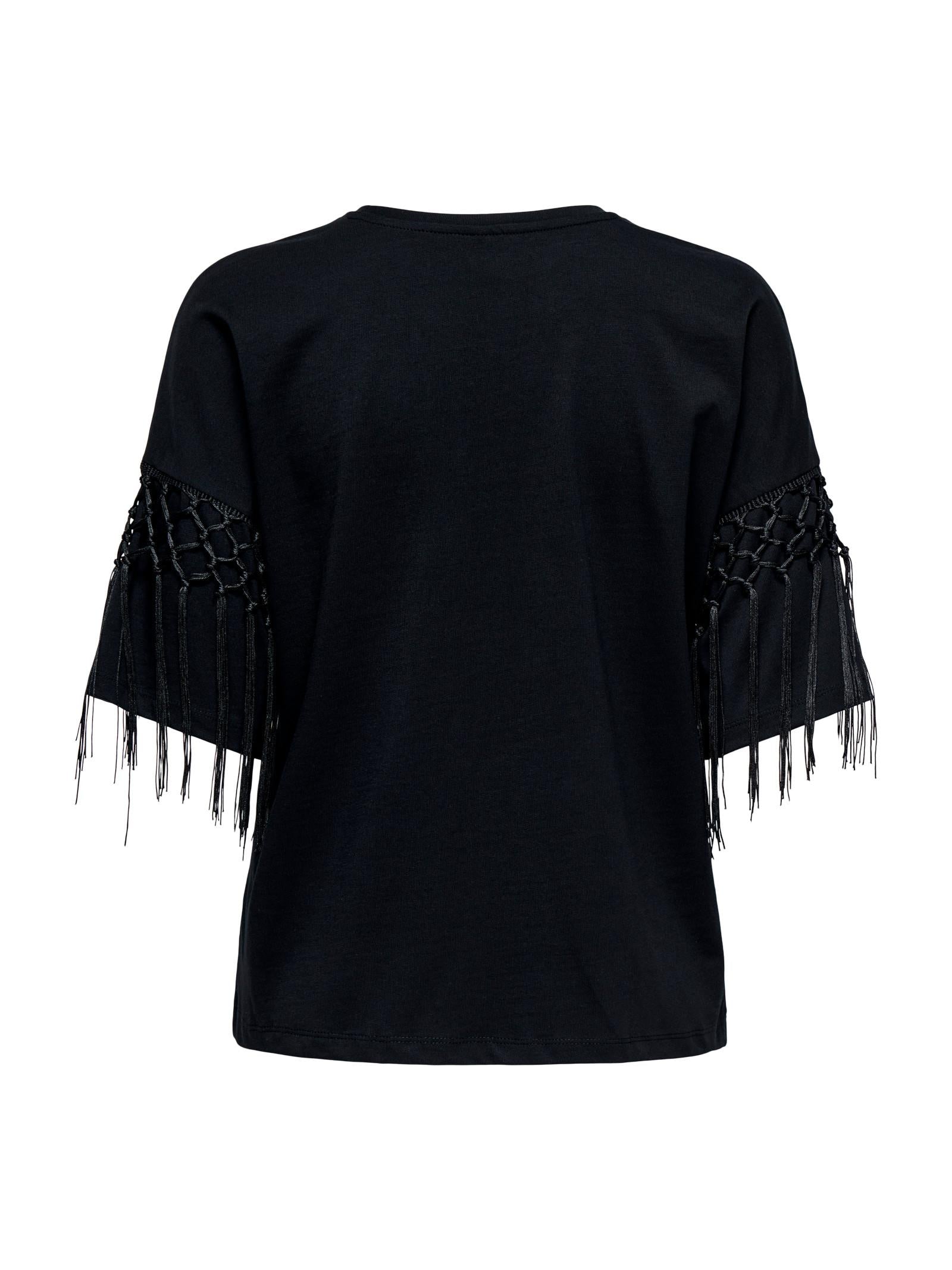 T-shirt Only Harley Nero con frange 15355816 /Black ONLY 