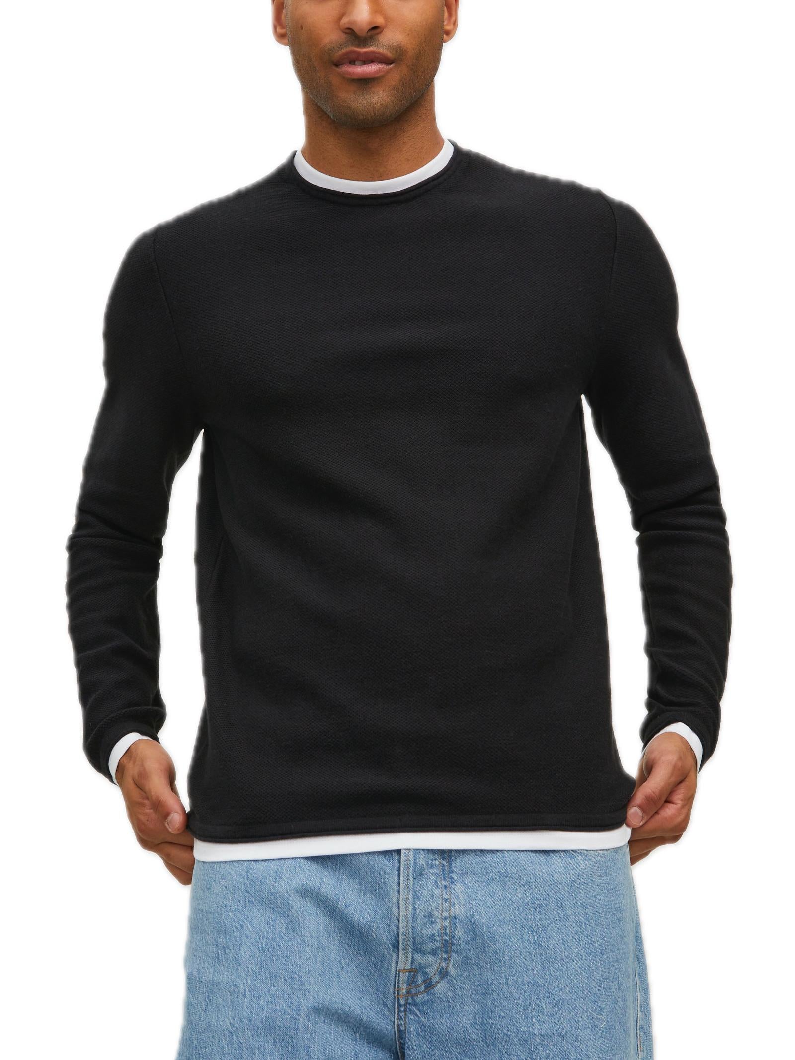Maglia Jack & Jones Winn Nero girocollo con texture 12227443 /Black JACK & JONES 