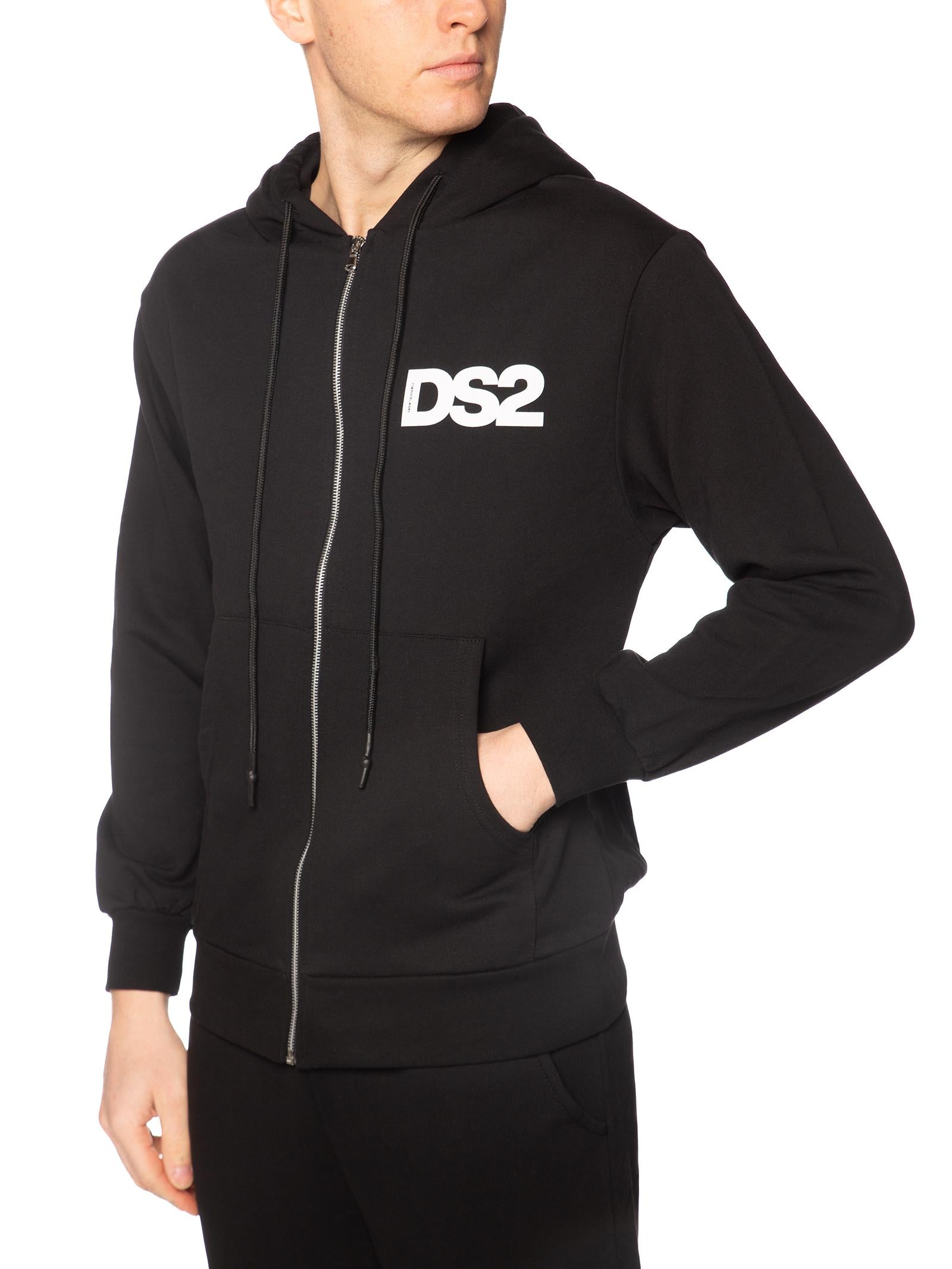 Felpa DS2 Nero Basic con cappuccio e zip SS26271 NERO DS2 